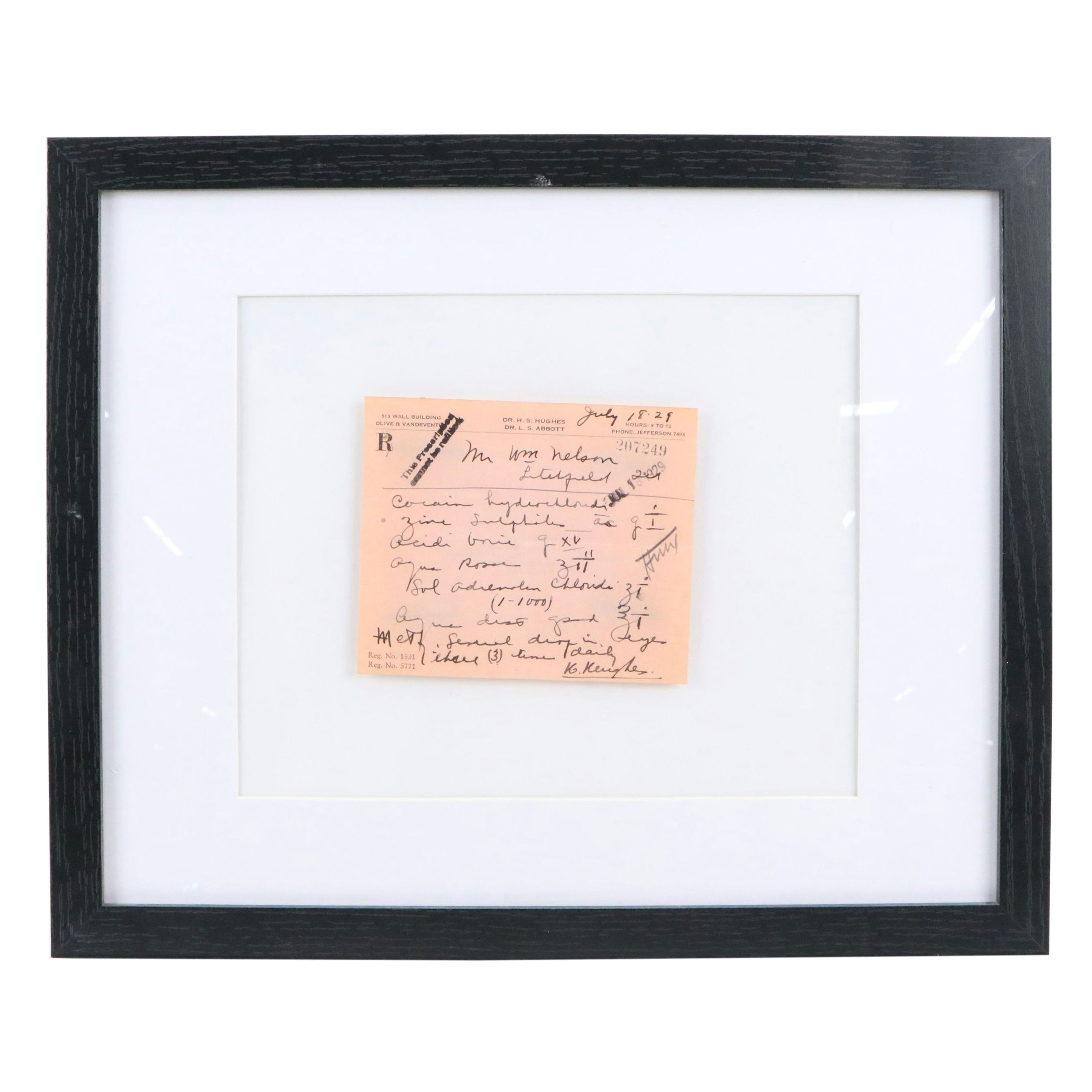 Prescription Form for Cocaine Hydrochloride, 1929