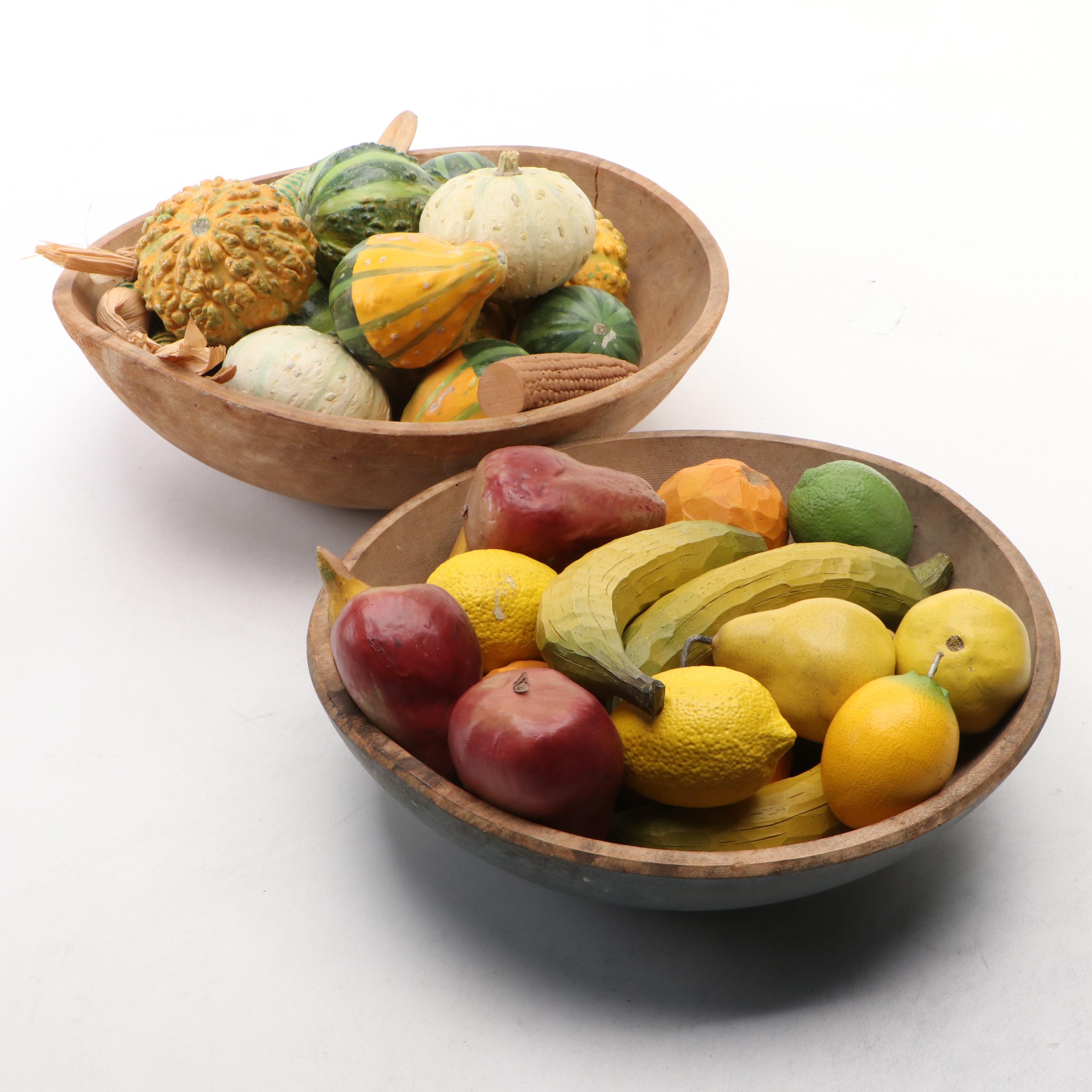 Wooden Fruit, Bowls and Vegetables