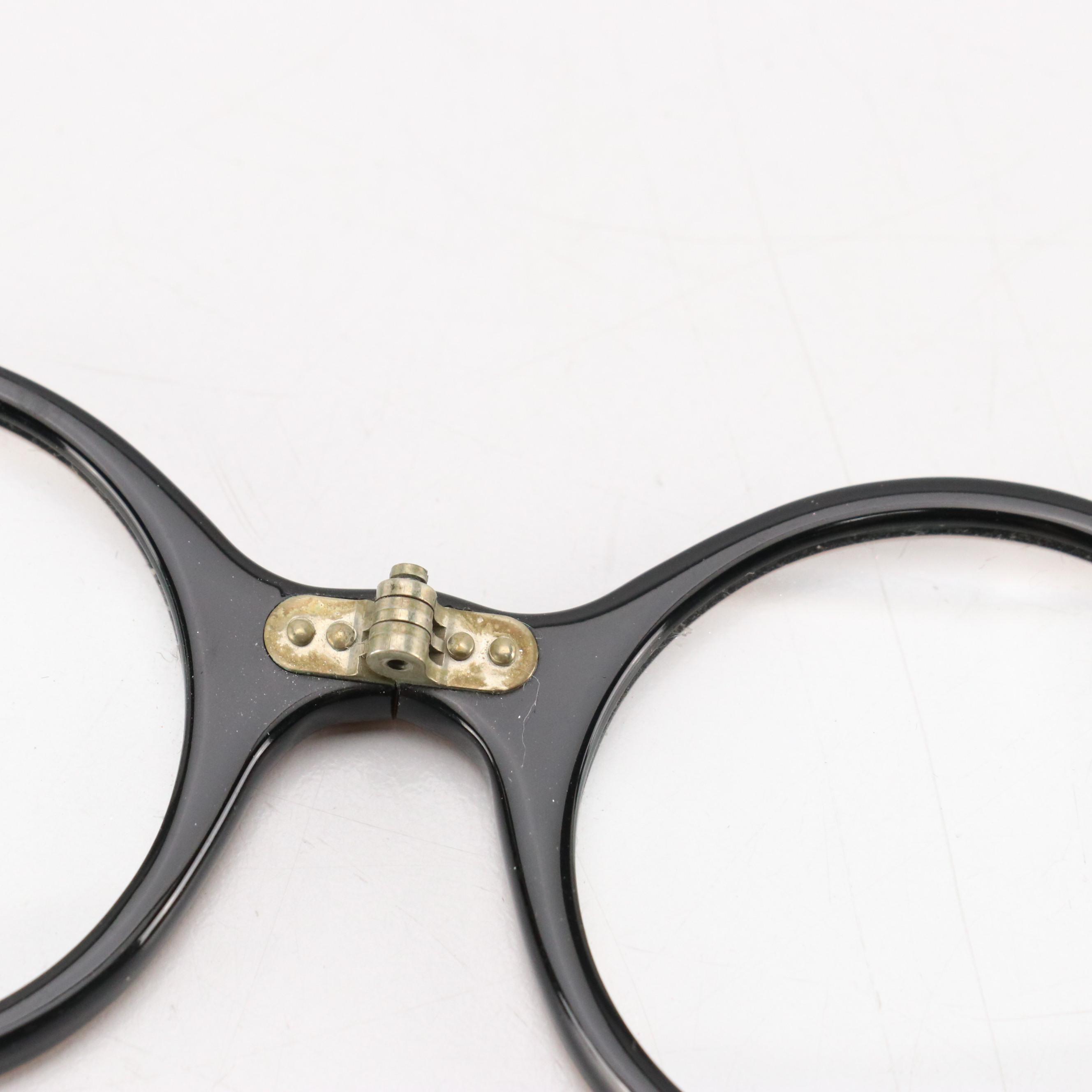 Folding Lorgnette Rhinestone Readers with Silk Jacquard Soft Case