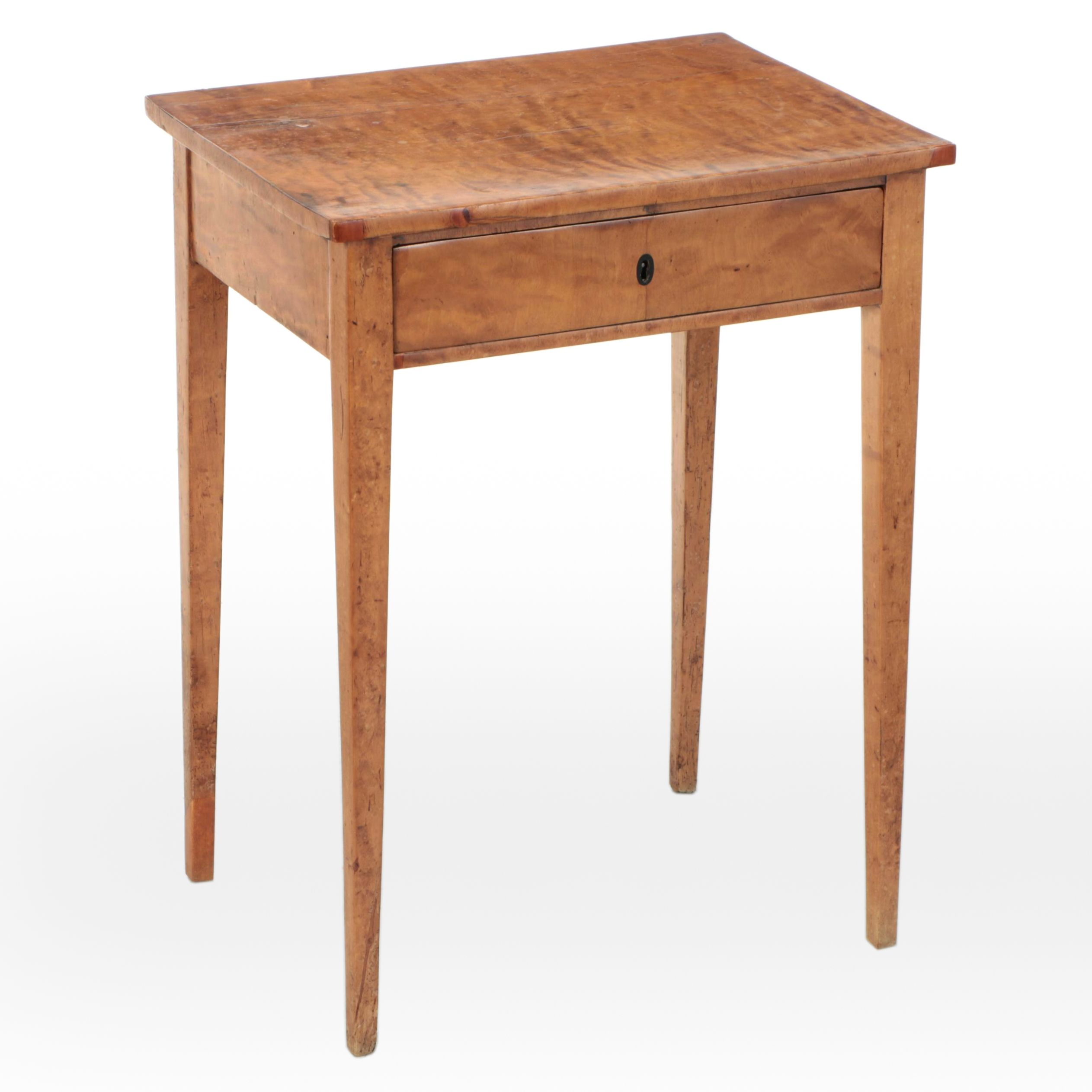 Biedermeier Burl Wood One-Drawer Side Table