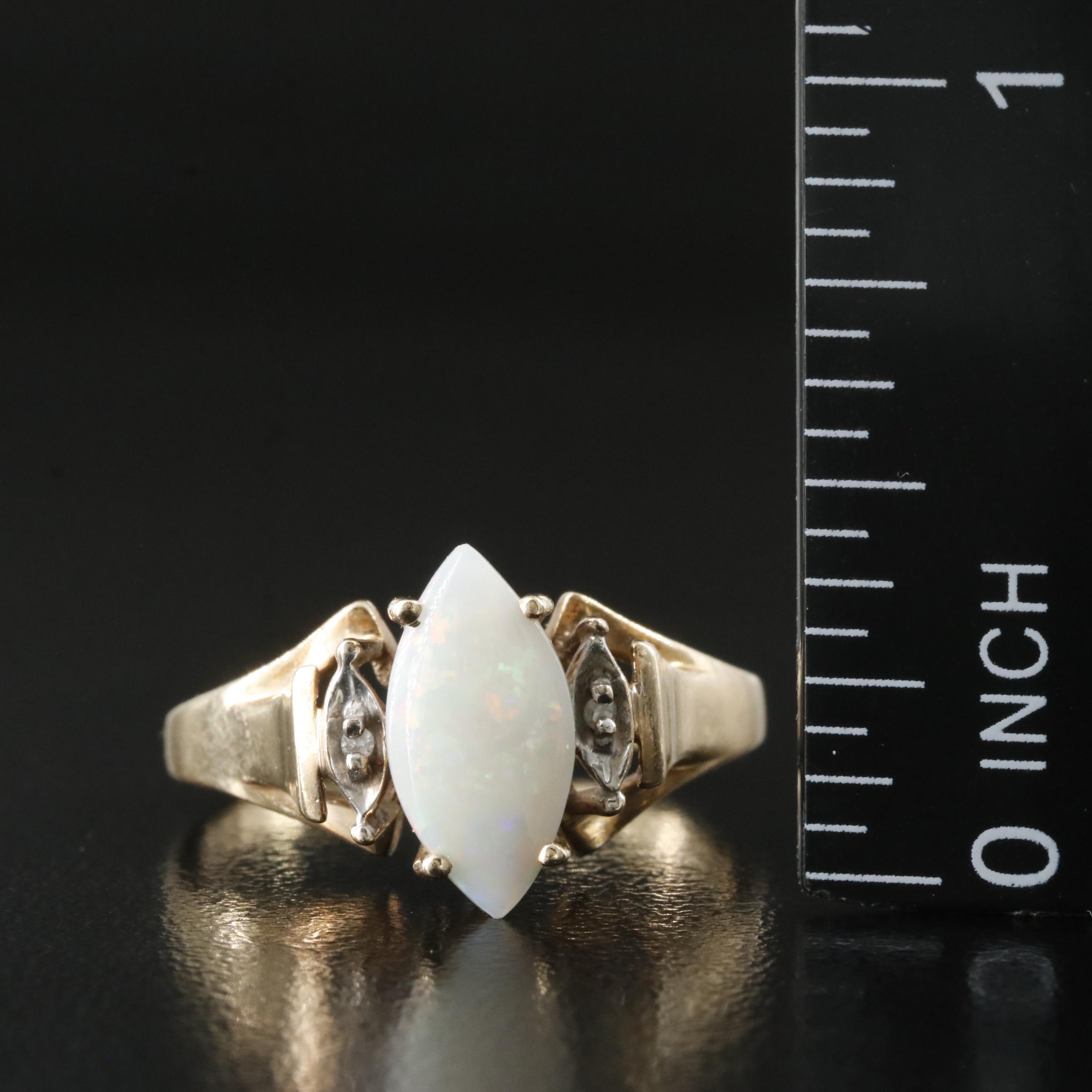 14K Opal and Diamond Ring
