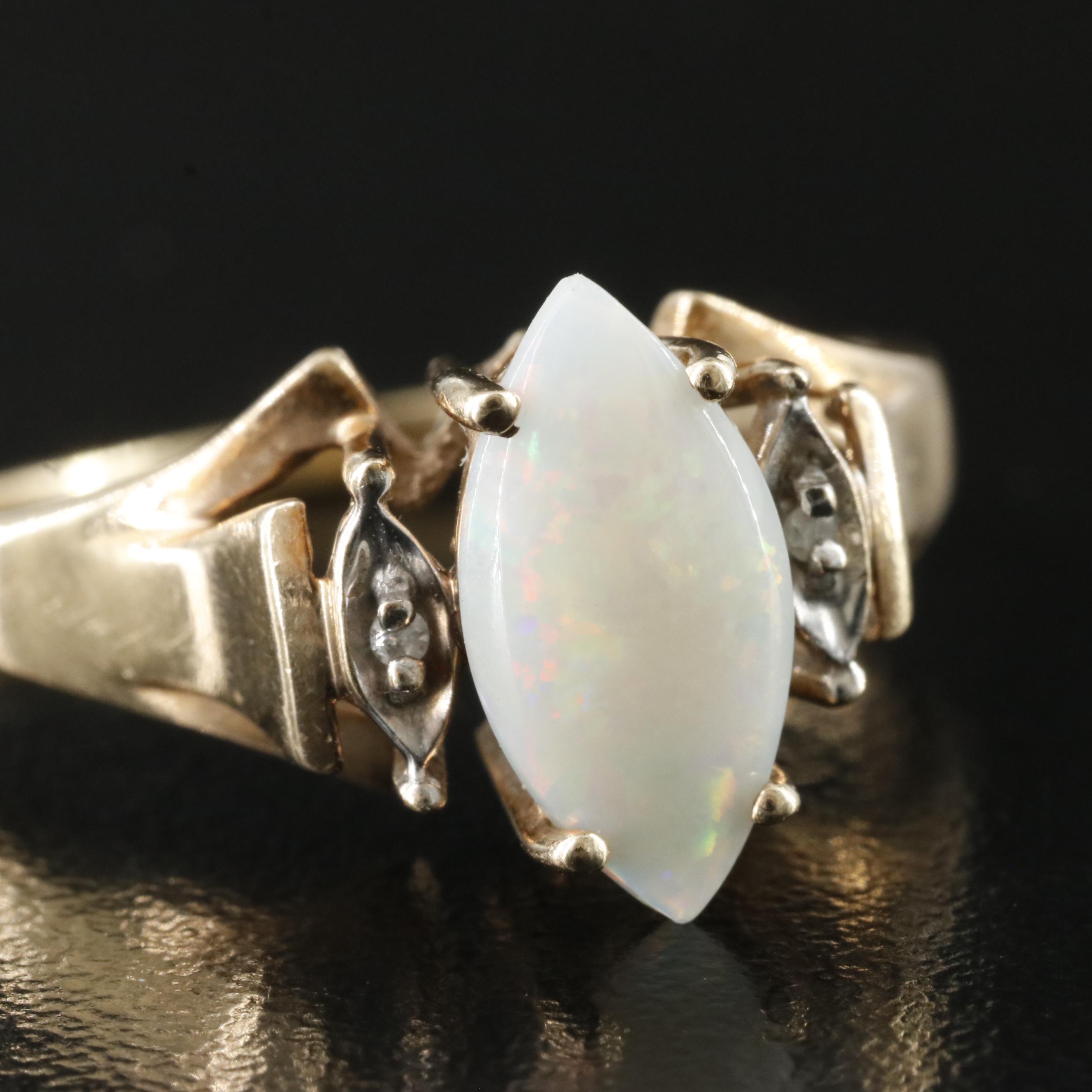 14K Opal and Diamond Ring