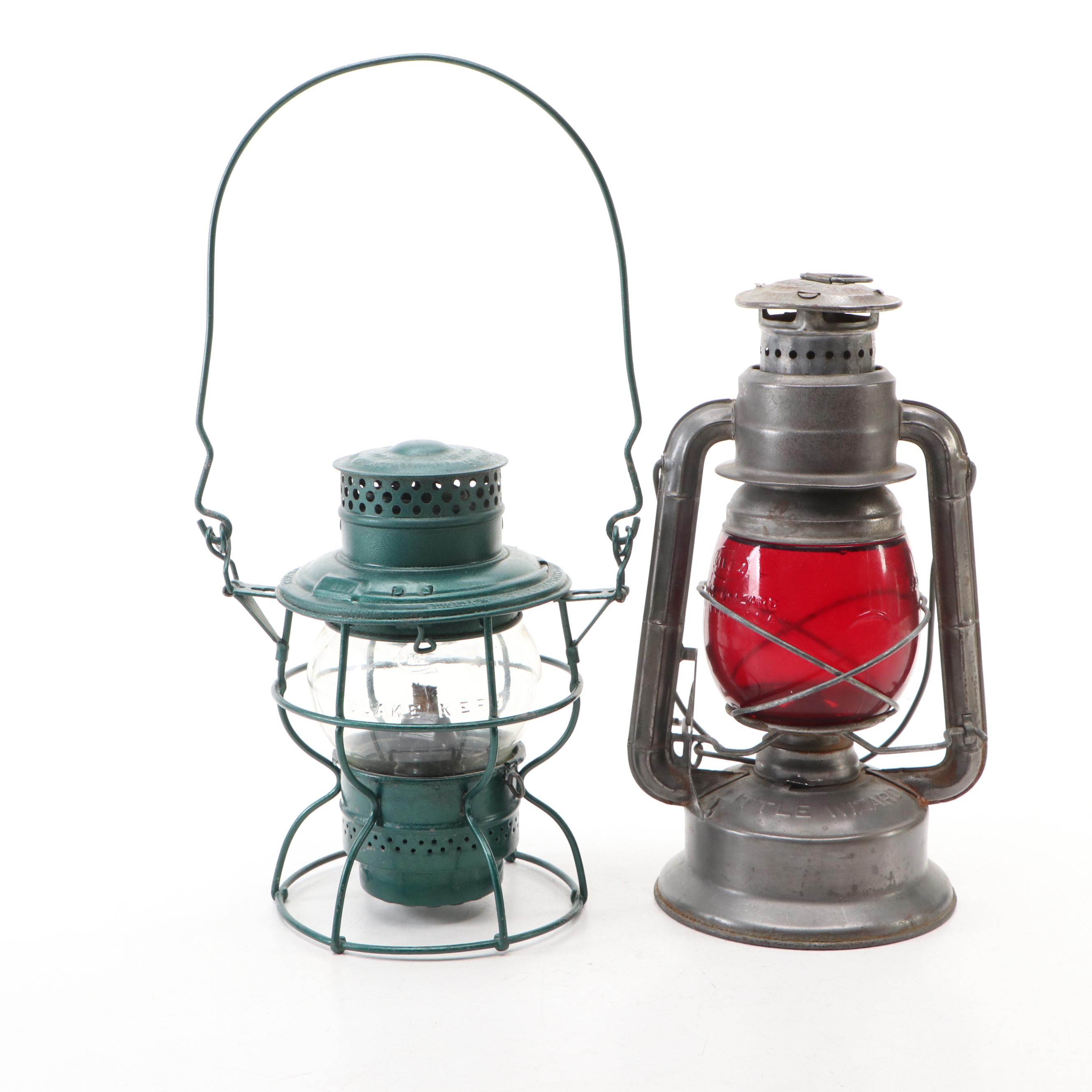 Dietz "Little Wizard" Kerosene Lantern with Winged Wheel and Other Lantern
