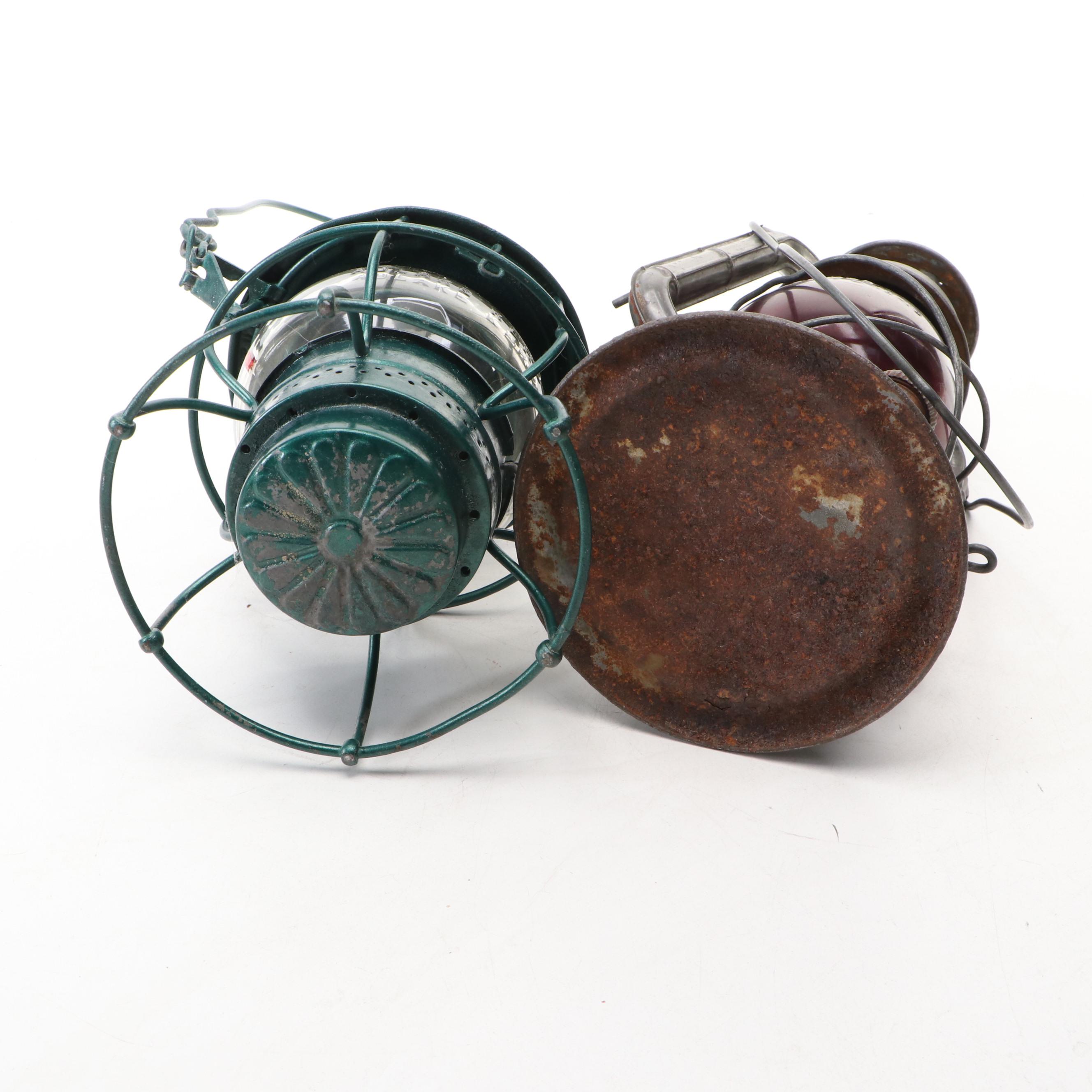 Dietz "Little Wizard" Kerosene Lantern with Winged Wheel and Other Lantern