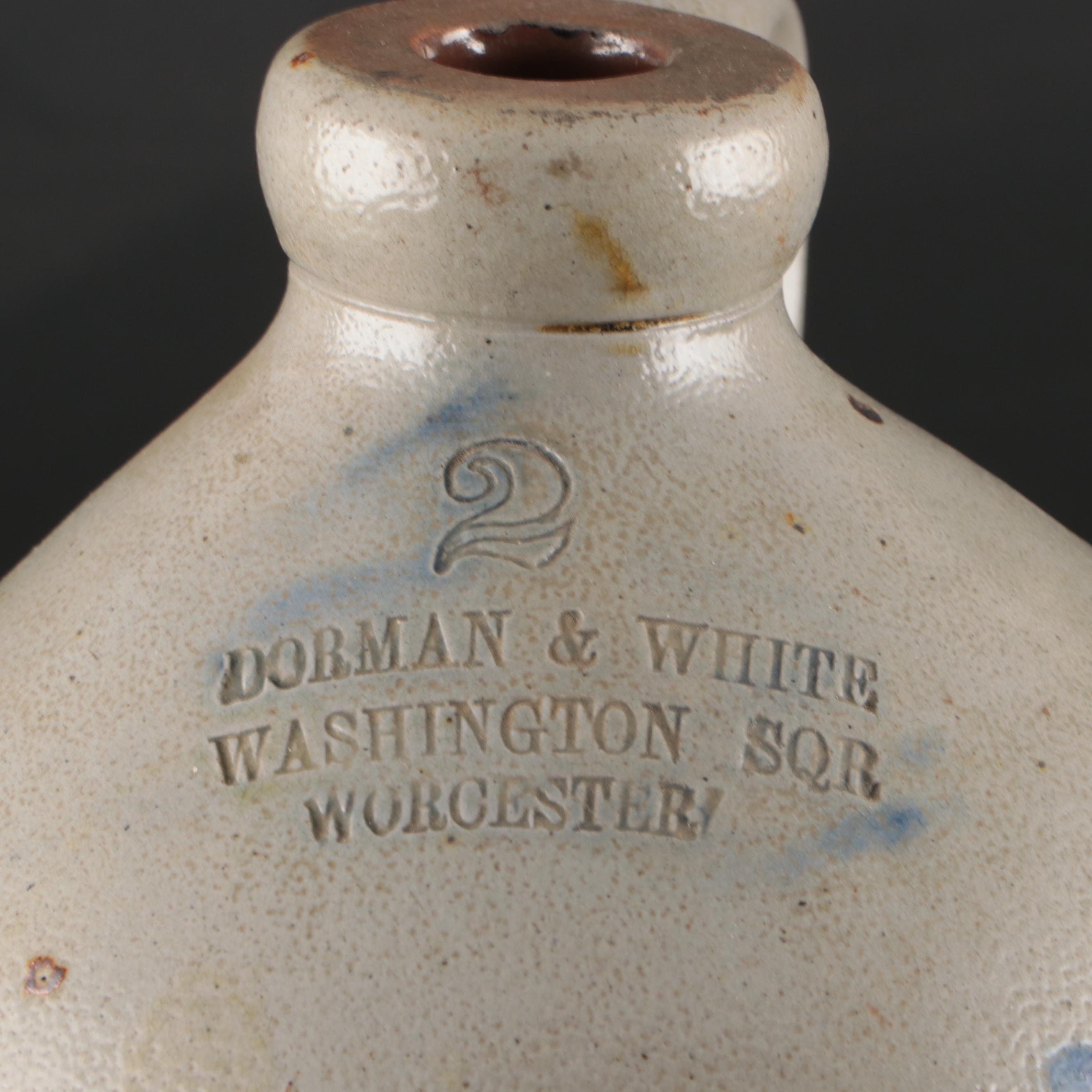 Dorman & White Two-Gallon Salt Glazed Stoneware Jug with Freehand Cobalt Design