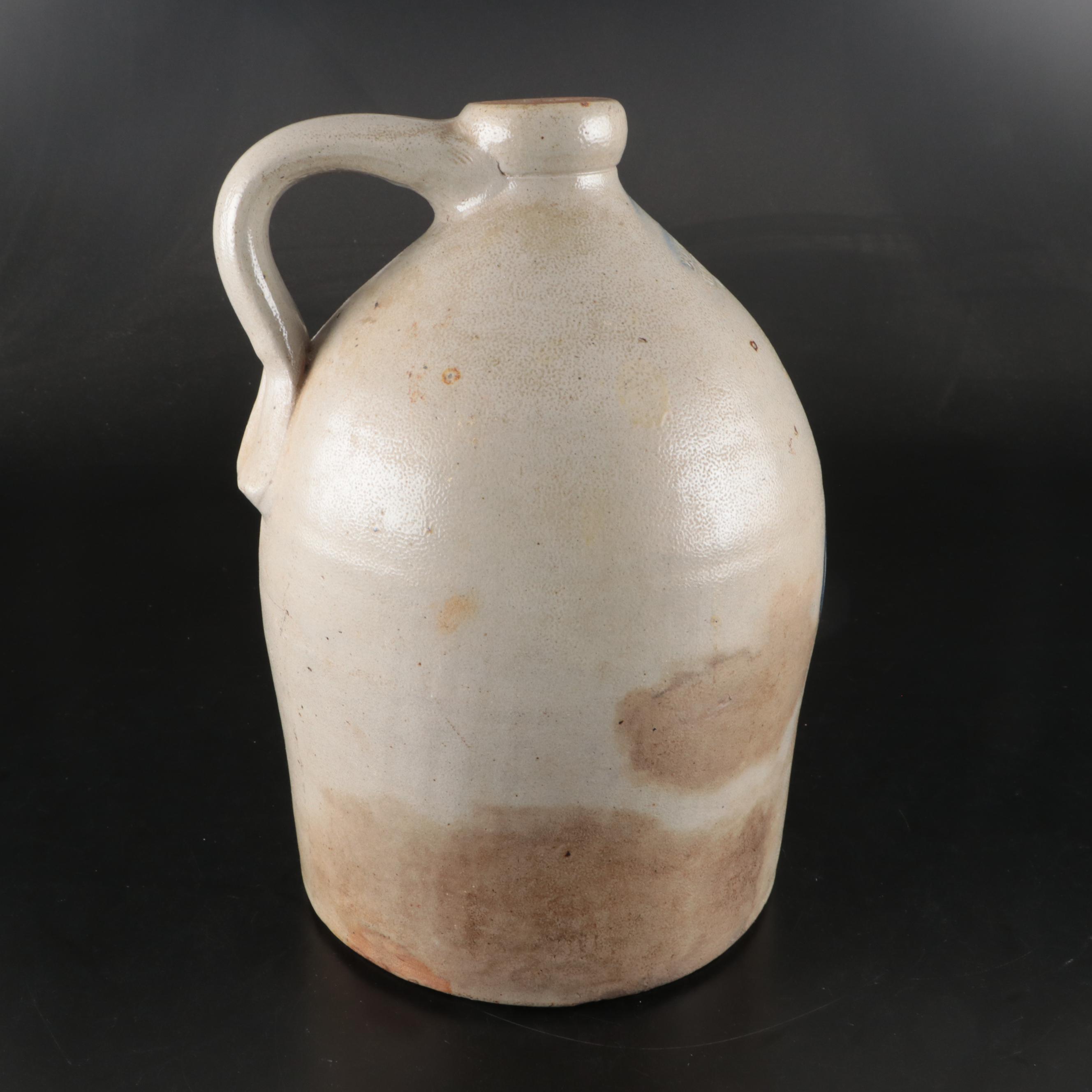 Dorman & White Two-Gallon Salt Glazed Stoneware Jug with Freehand Cobalt Design