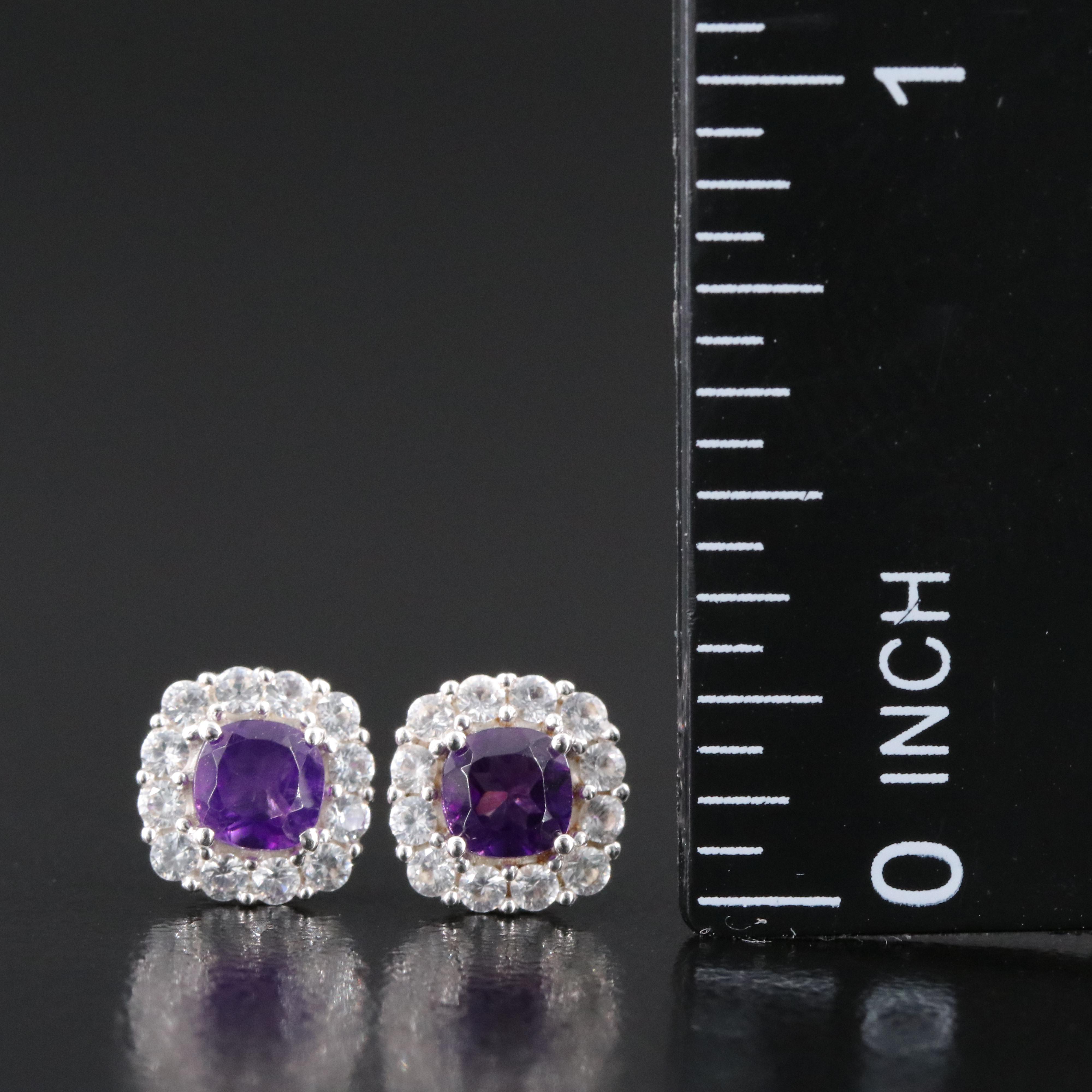 Sterling Amethyst and White Sapphire Earrings