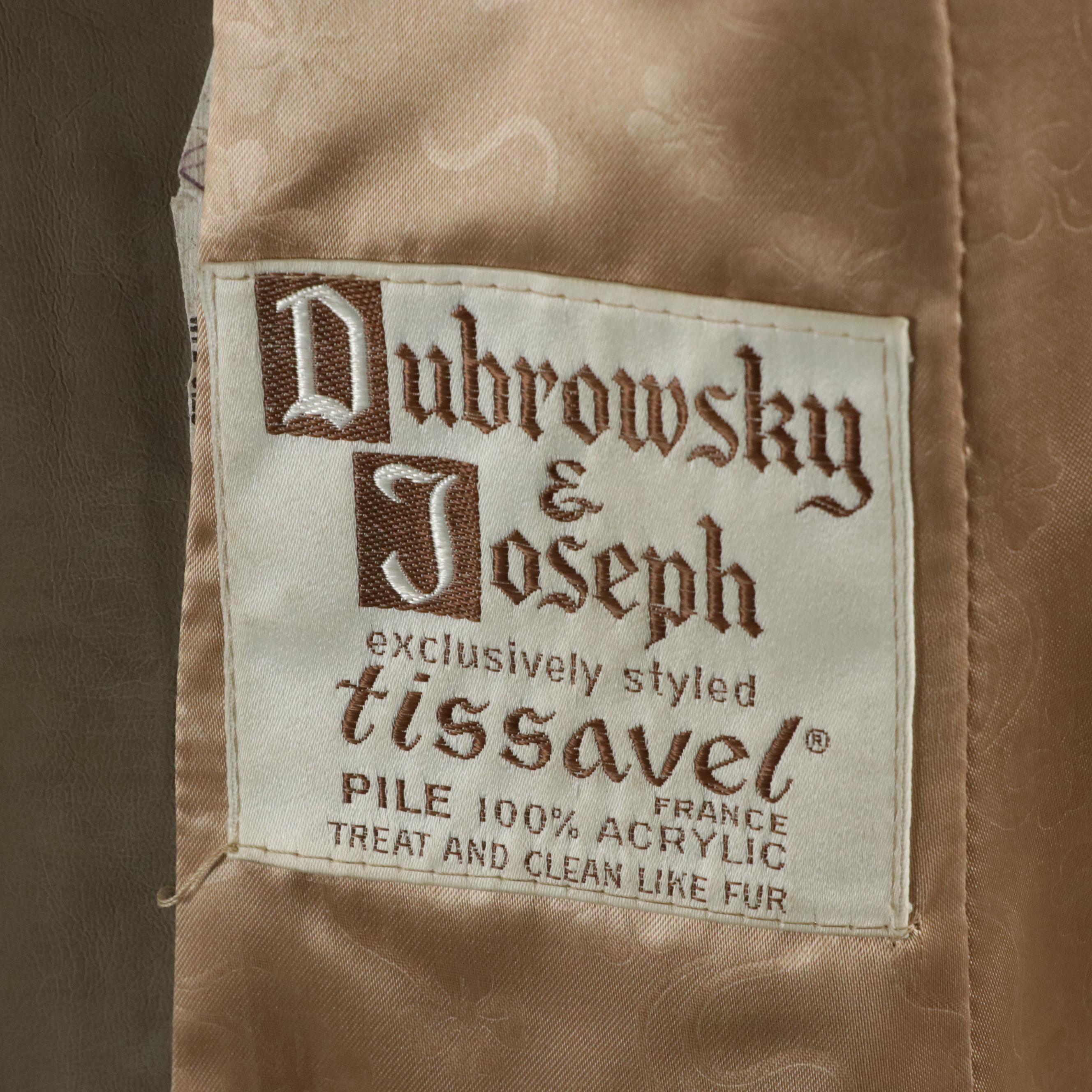 Dubrowsky & Joseph Taupe Leather and Faux Fur Coat