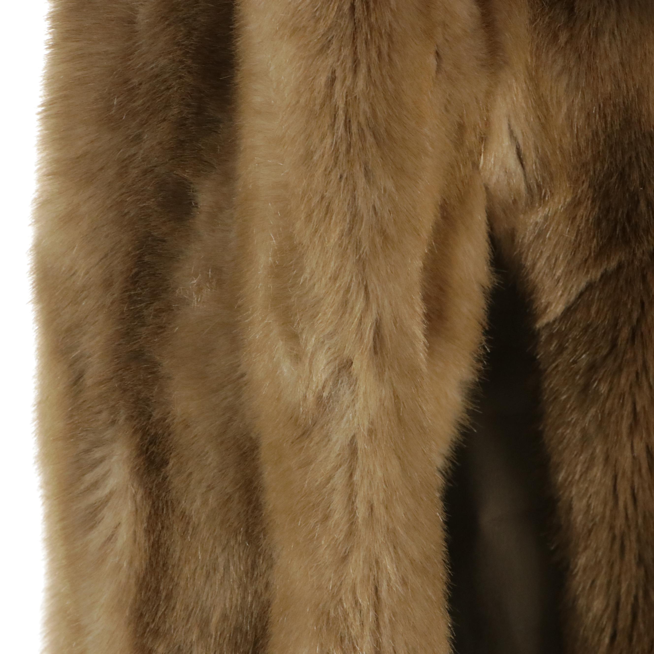 Dubrowsky & Joseph Taupe Leather and Faux Fur Coat