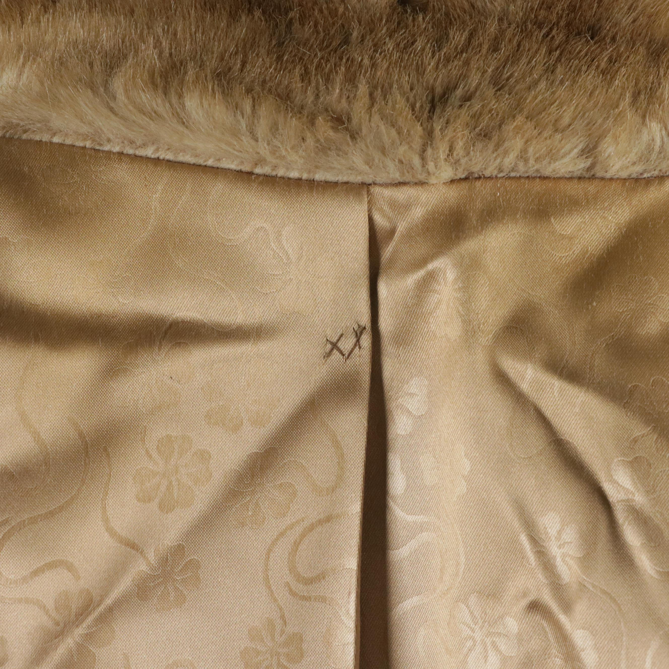 Dubrowsky & Joseph Taupe Leather and Faux Fur Coat