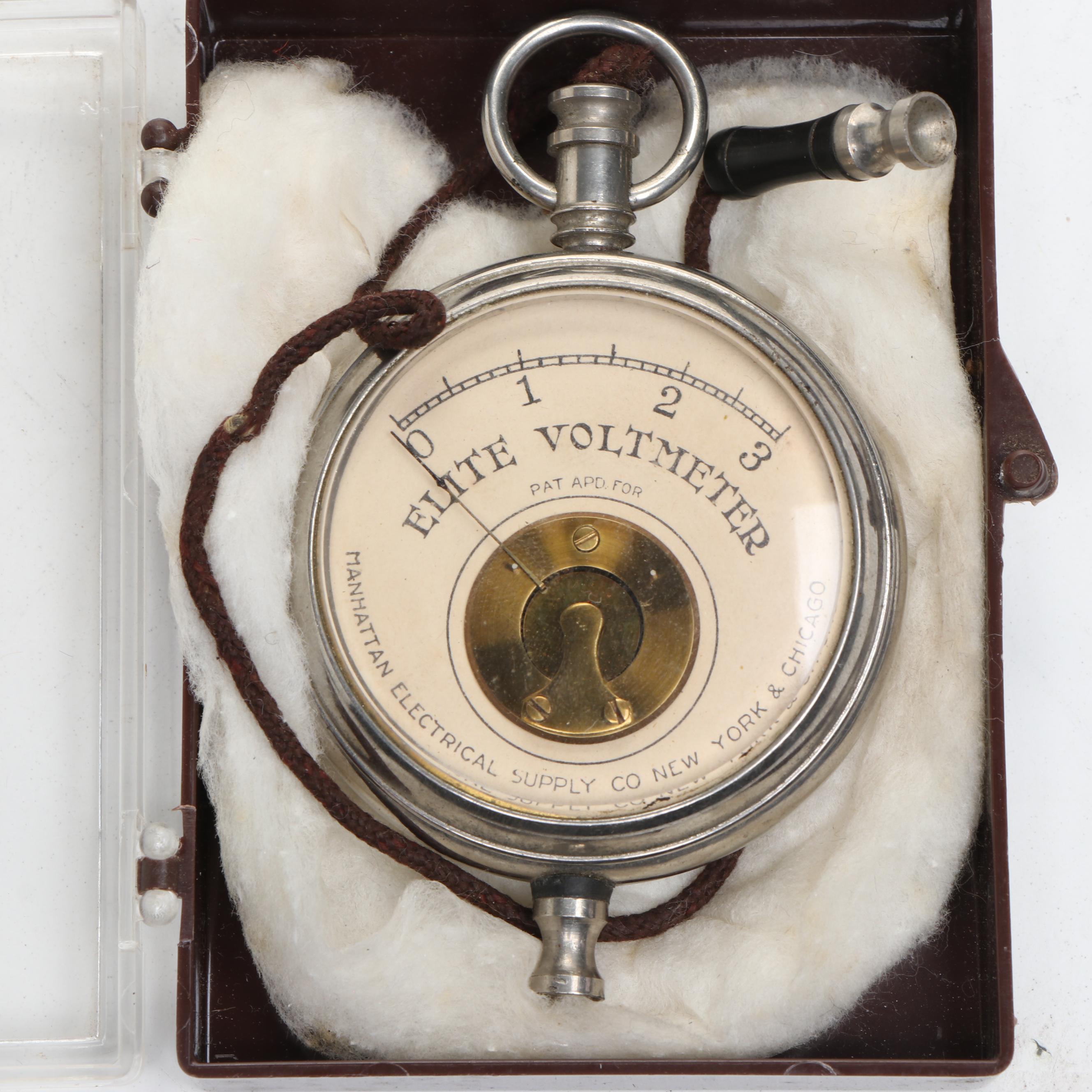 Manhattan Electrical Supply Co Metal Voltmeter with Ceramic Tile and Other Décor