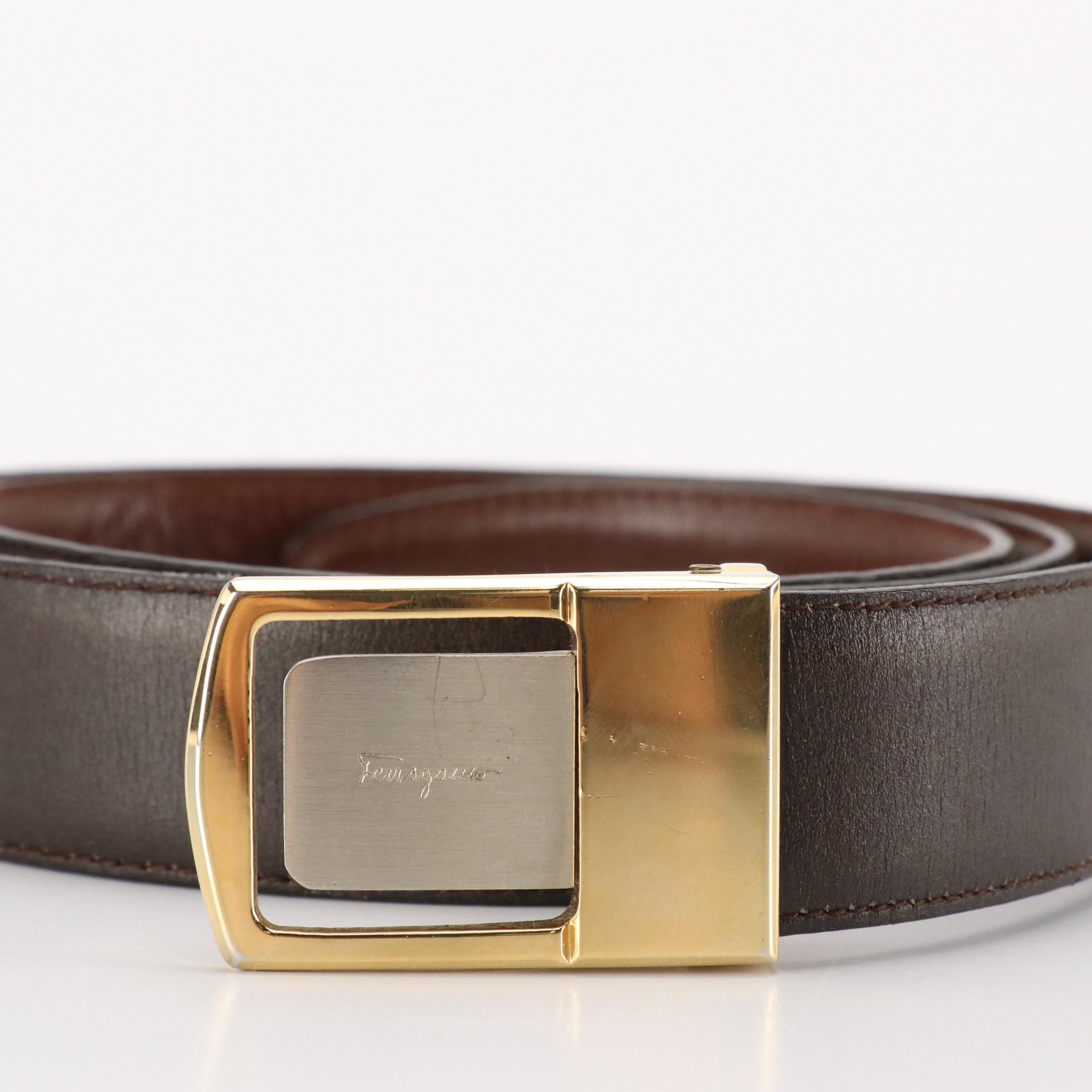 Salvatore Ferragamo Reversible Brown Leather Belt