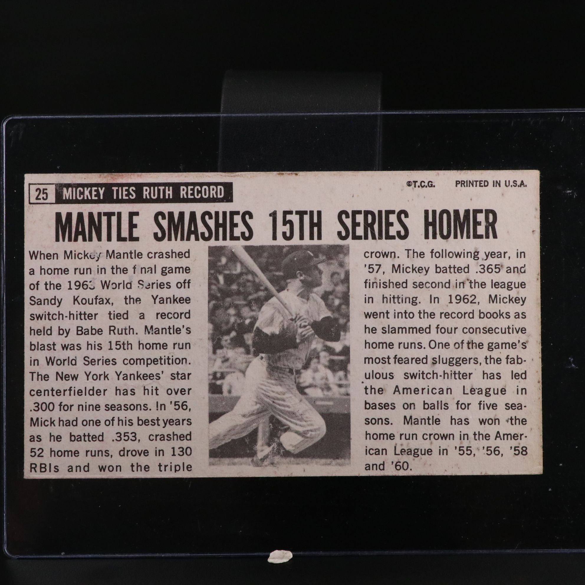 1964 Topps Giants Mickey Mantle New York Yankees Baseball Card