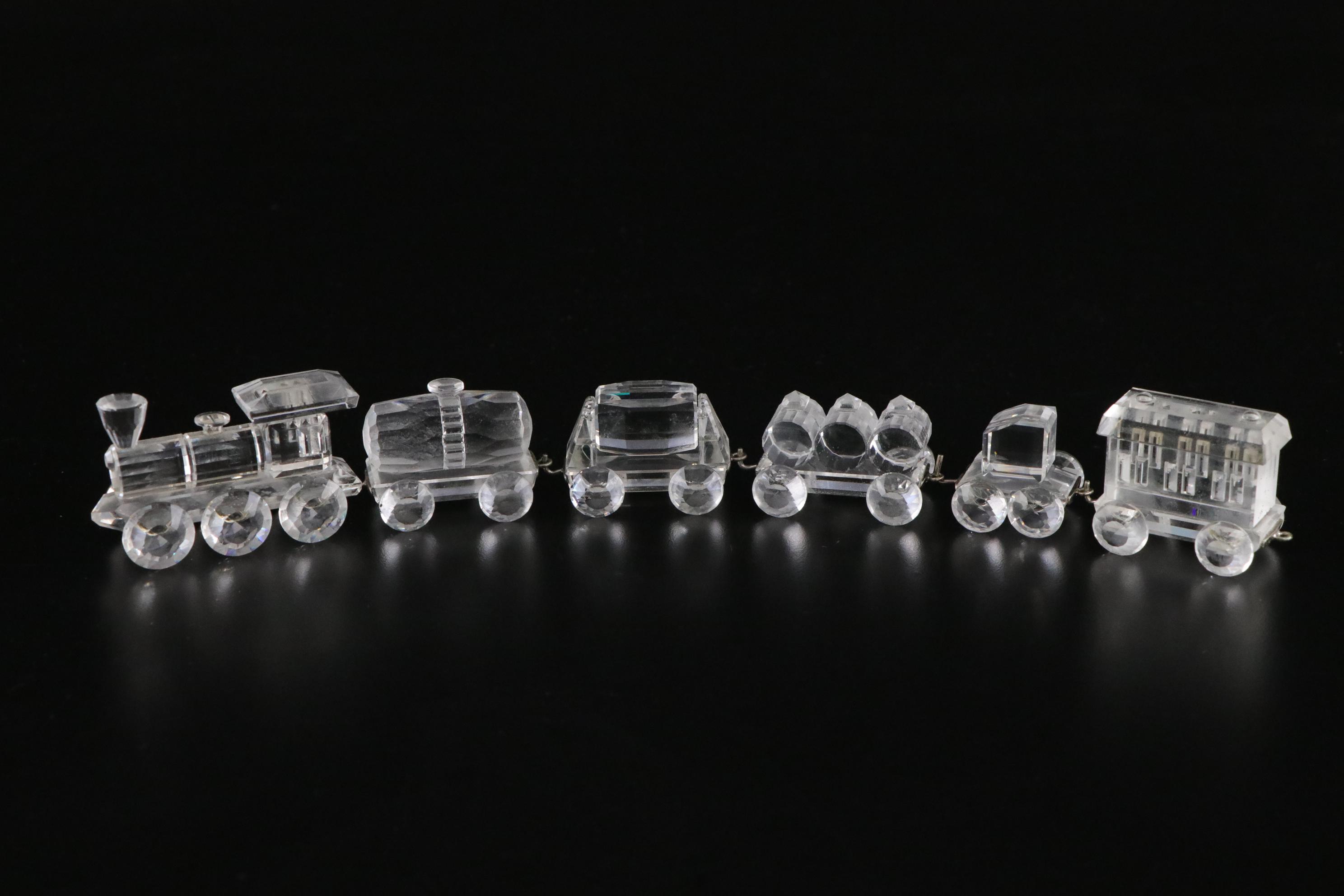 Swarovski Crystal Locomotive Miniature Train Figurine Set