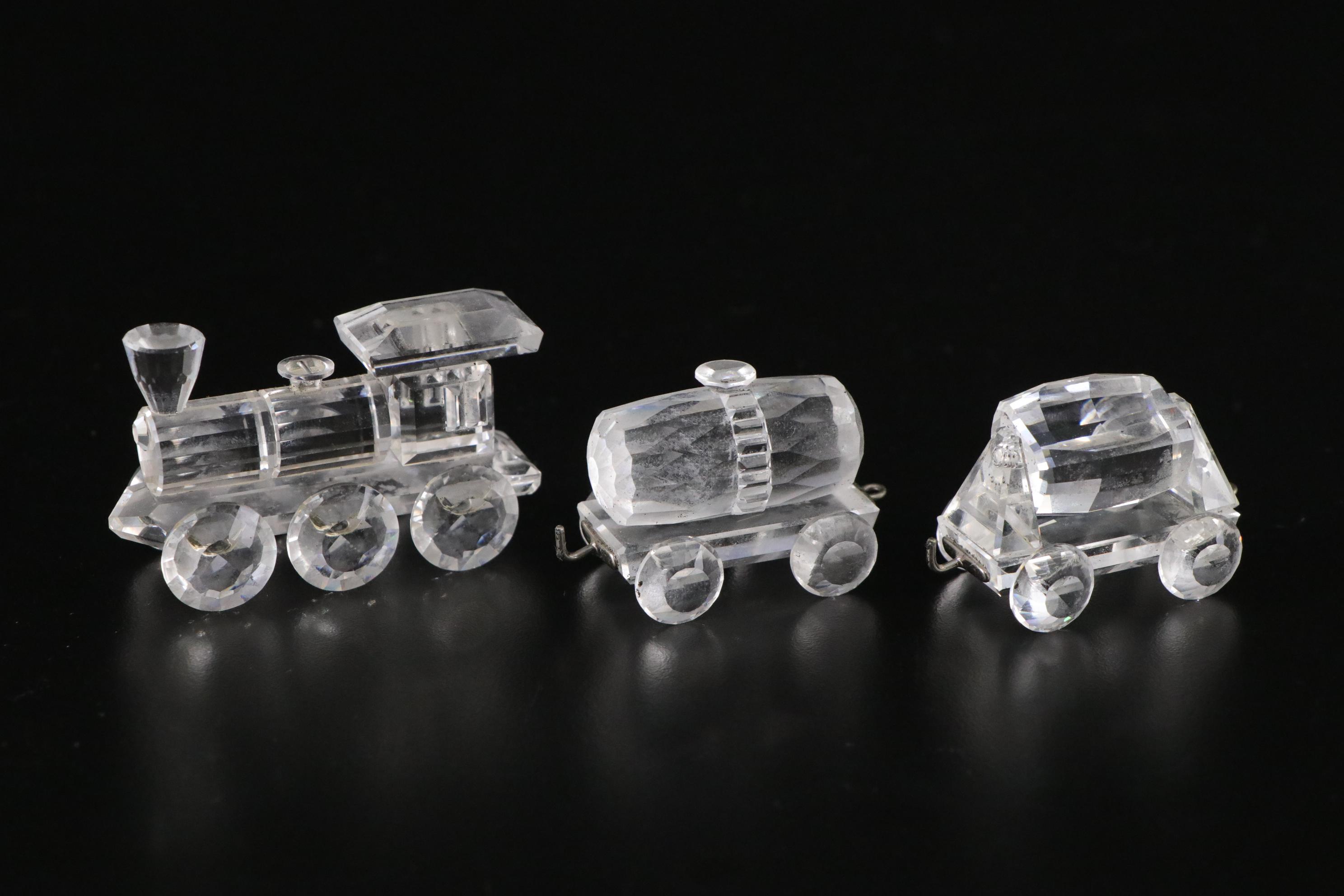 Swarovski Crystal Locomotive Miniature Train Figurine Set