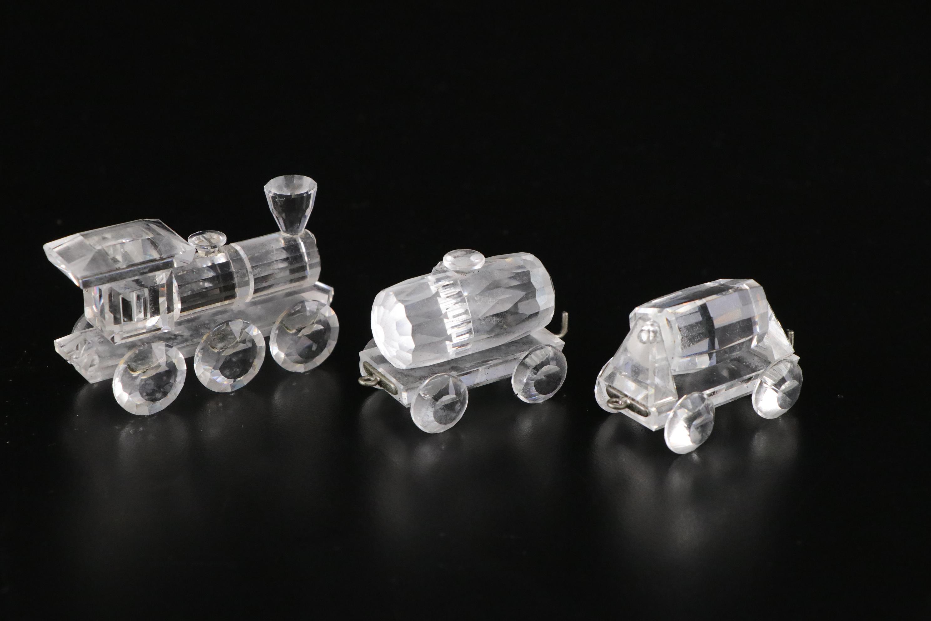 Swarovski Crystal Locomotive Miniature Train Figurine Set