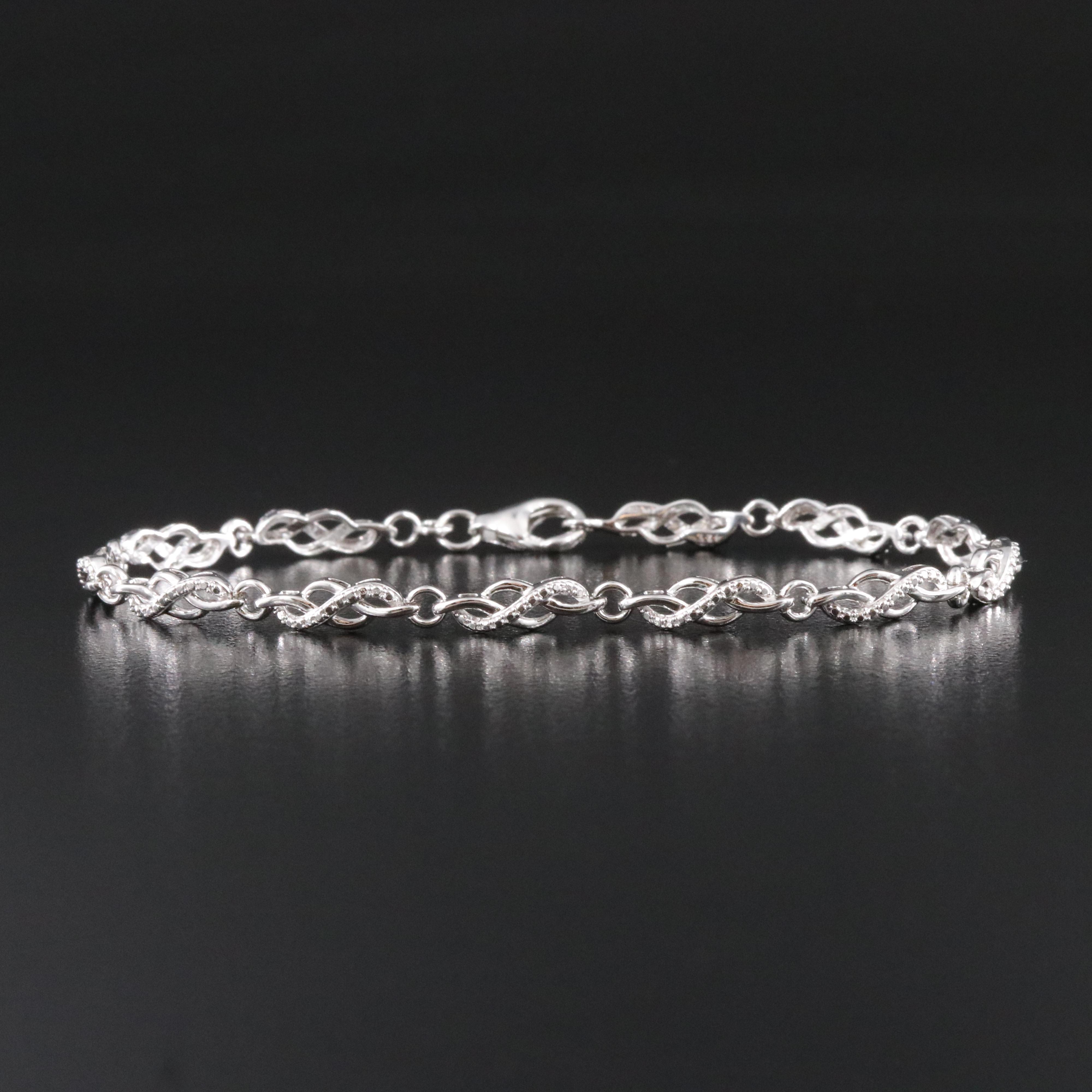 Sterling Diamond Accented Fancy Link Bracelet