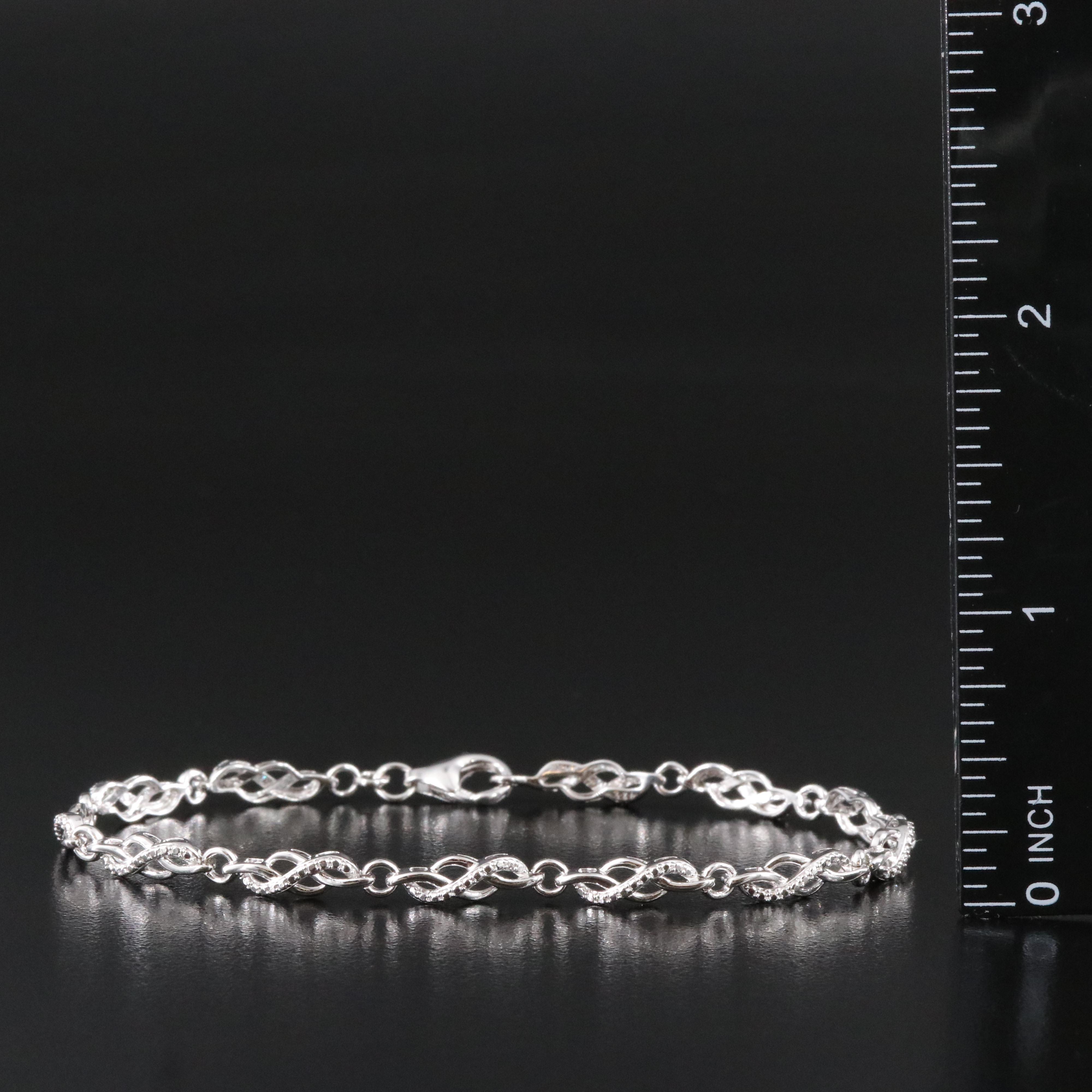 Sterling Diamond Accented Fancy Link Bracelet