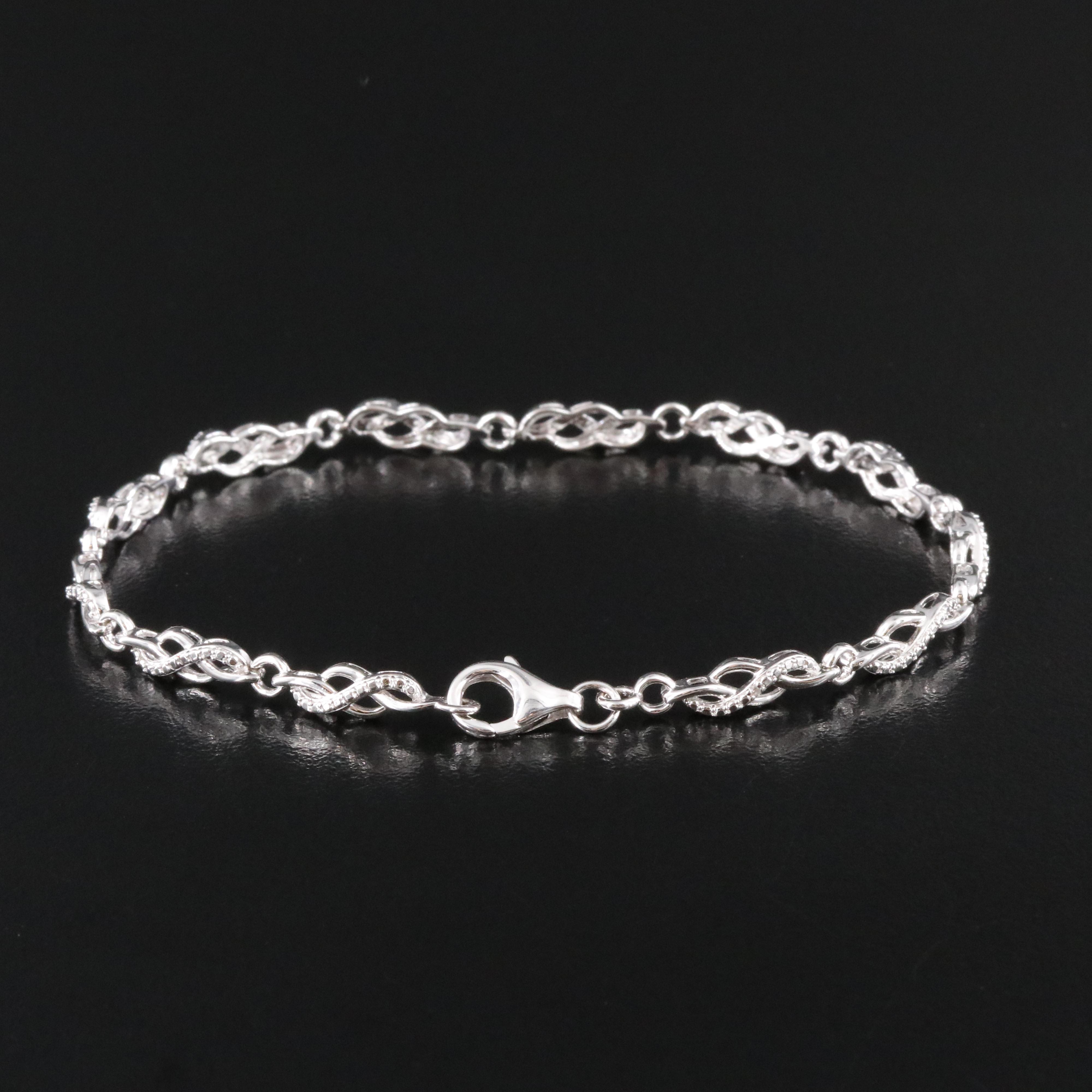 Sterling Diamond Accented Fancy Link Bracelet