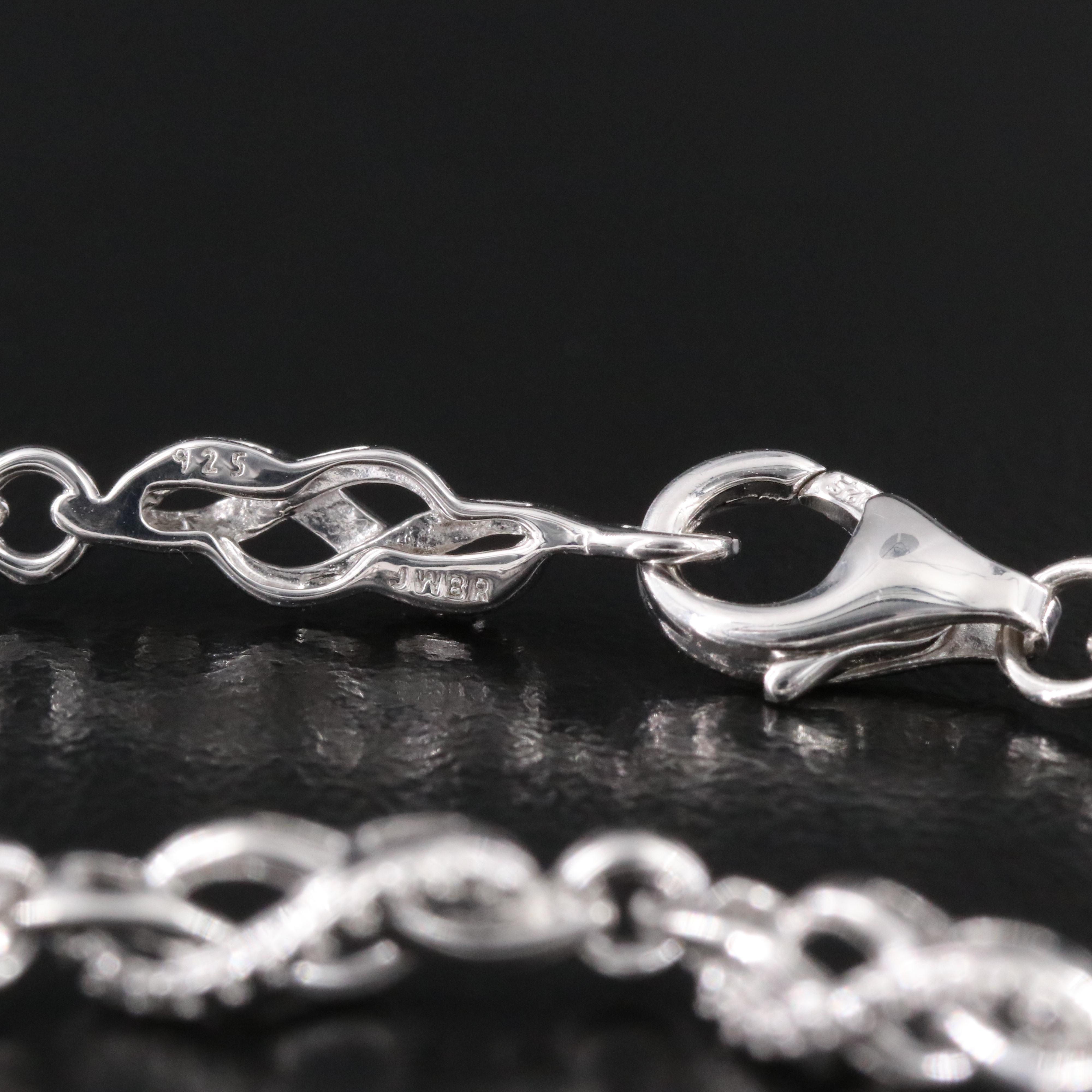 Sterling Diamond Accented Fancy Link Bracelet