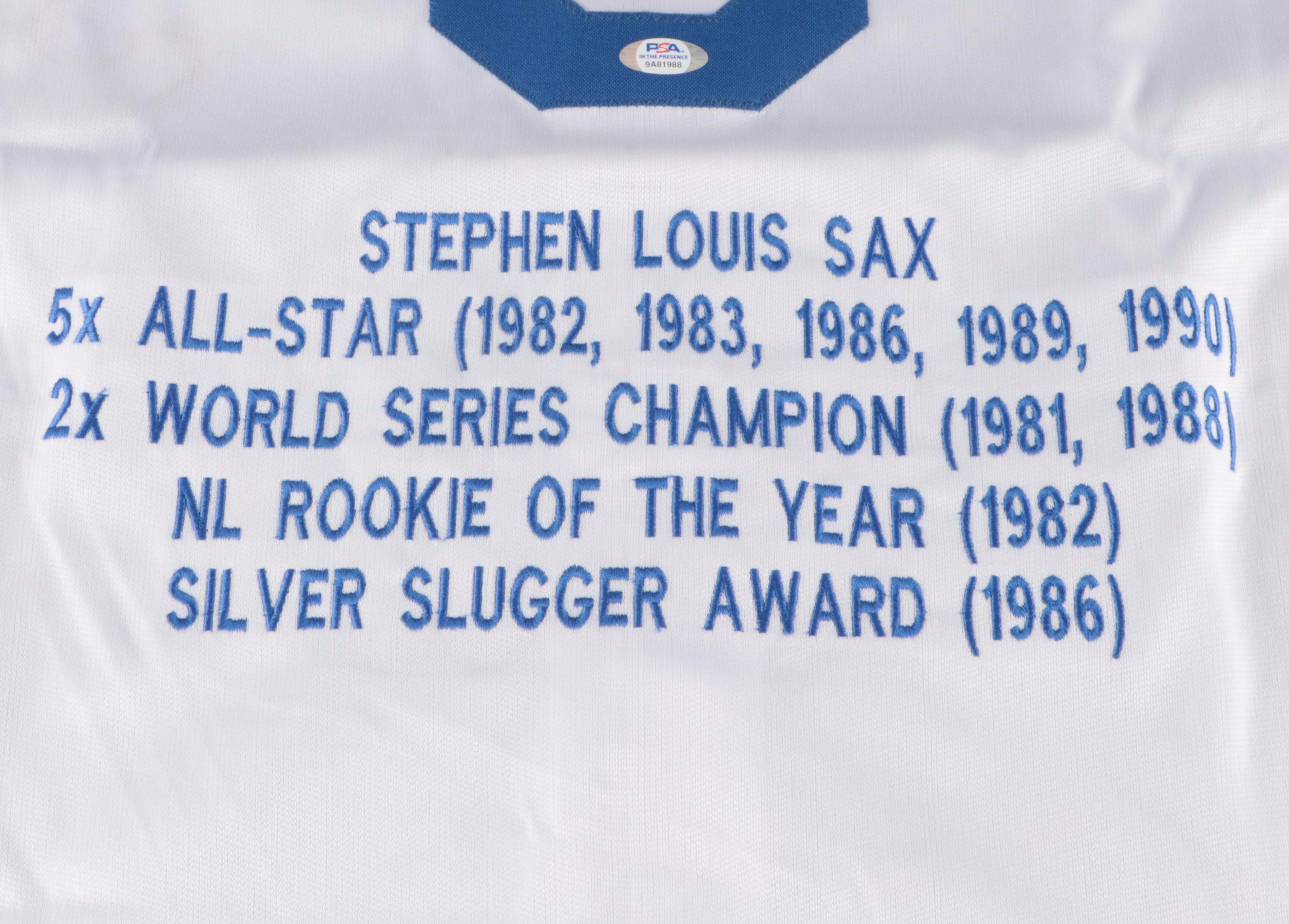 Steve Sax Signed Los Angeles Dodgers Baseball Jersey, PSA