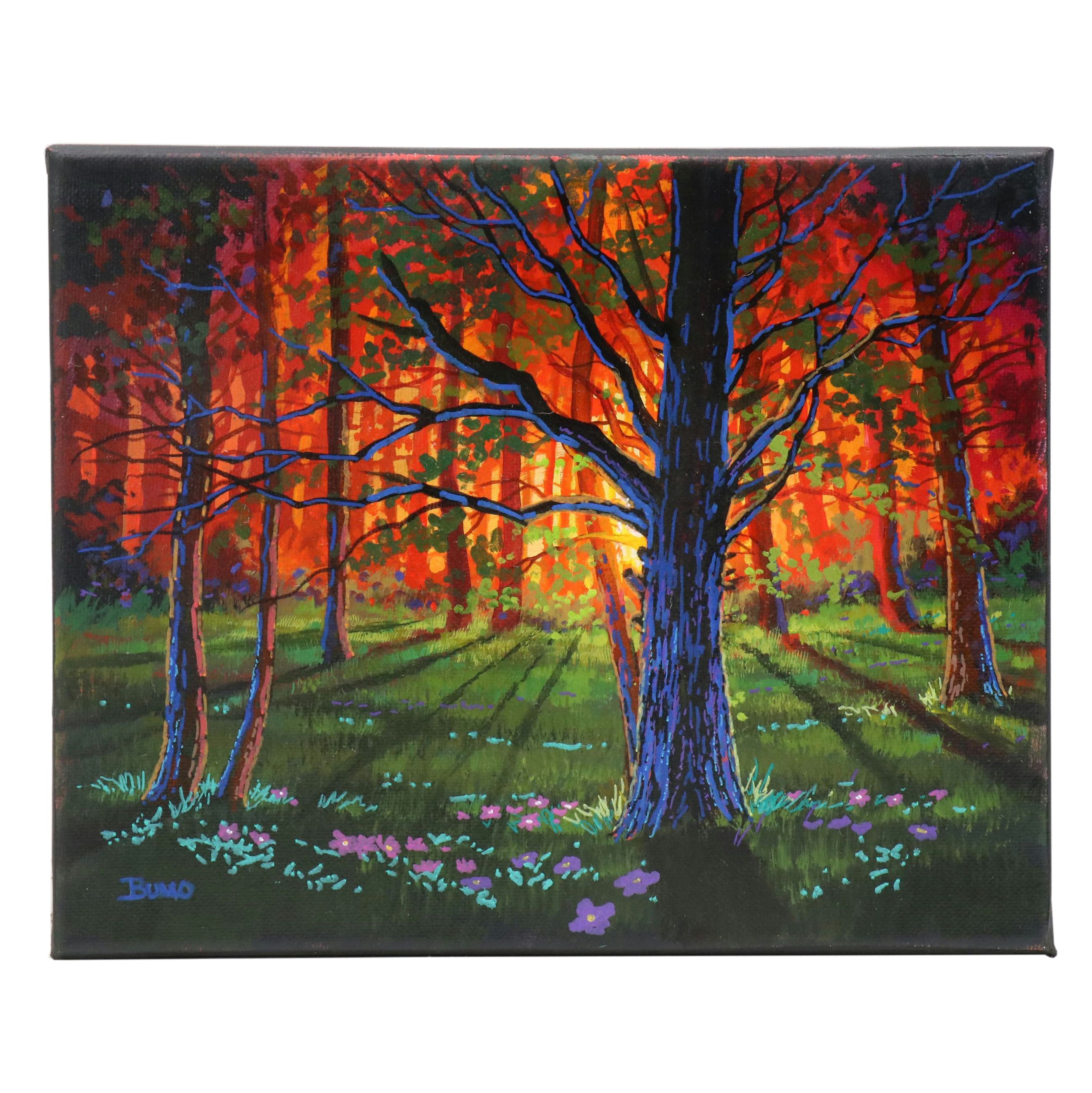 Doug "Bumo" Johnpeer Sunset Landscape Oil Painting, 2025