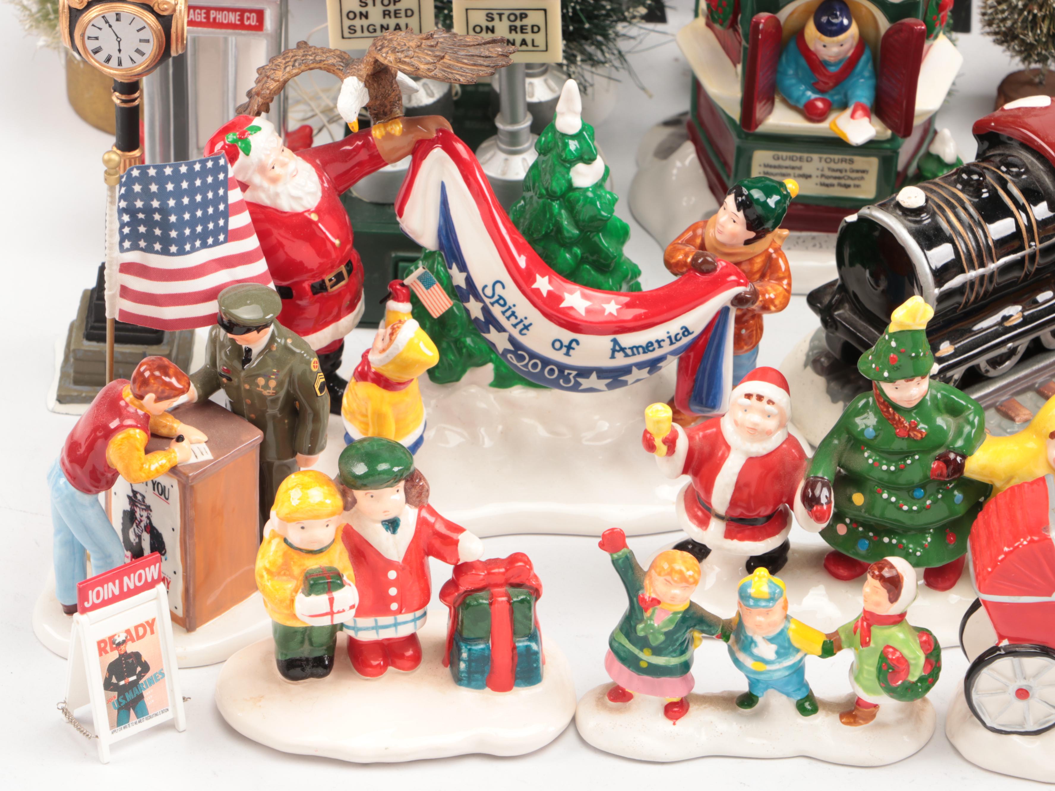 Dept. 56 U.S. Army Recruitment Set, AAA Towing Set, and Other Snow Village Décor