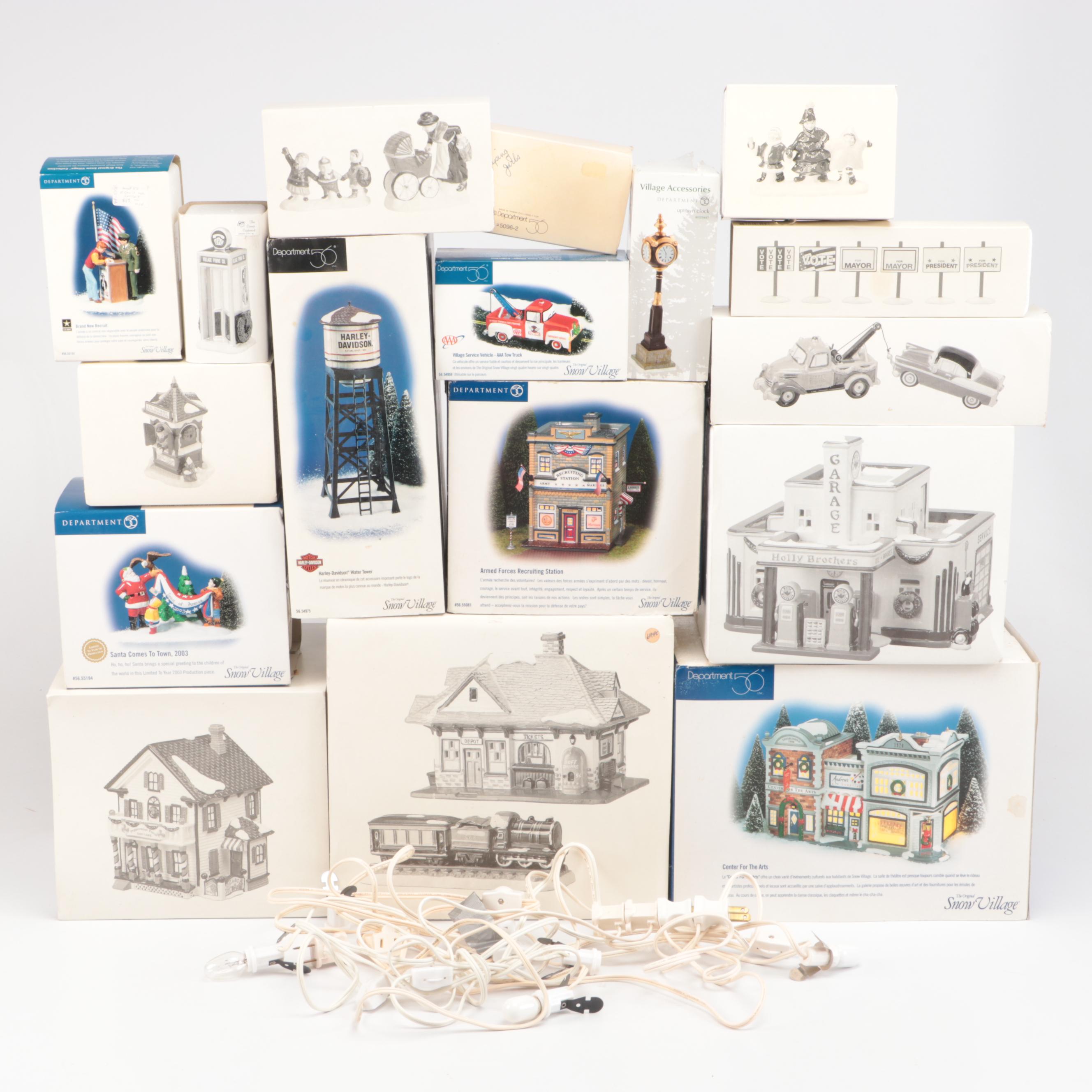 Dept. 56 U.S. Army Recruitment Set, AAA Towing Set, and Other Snow Village Décor