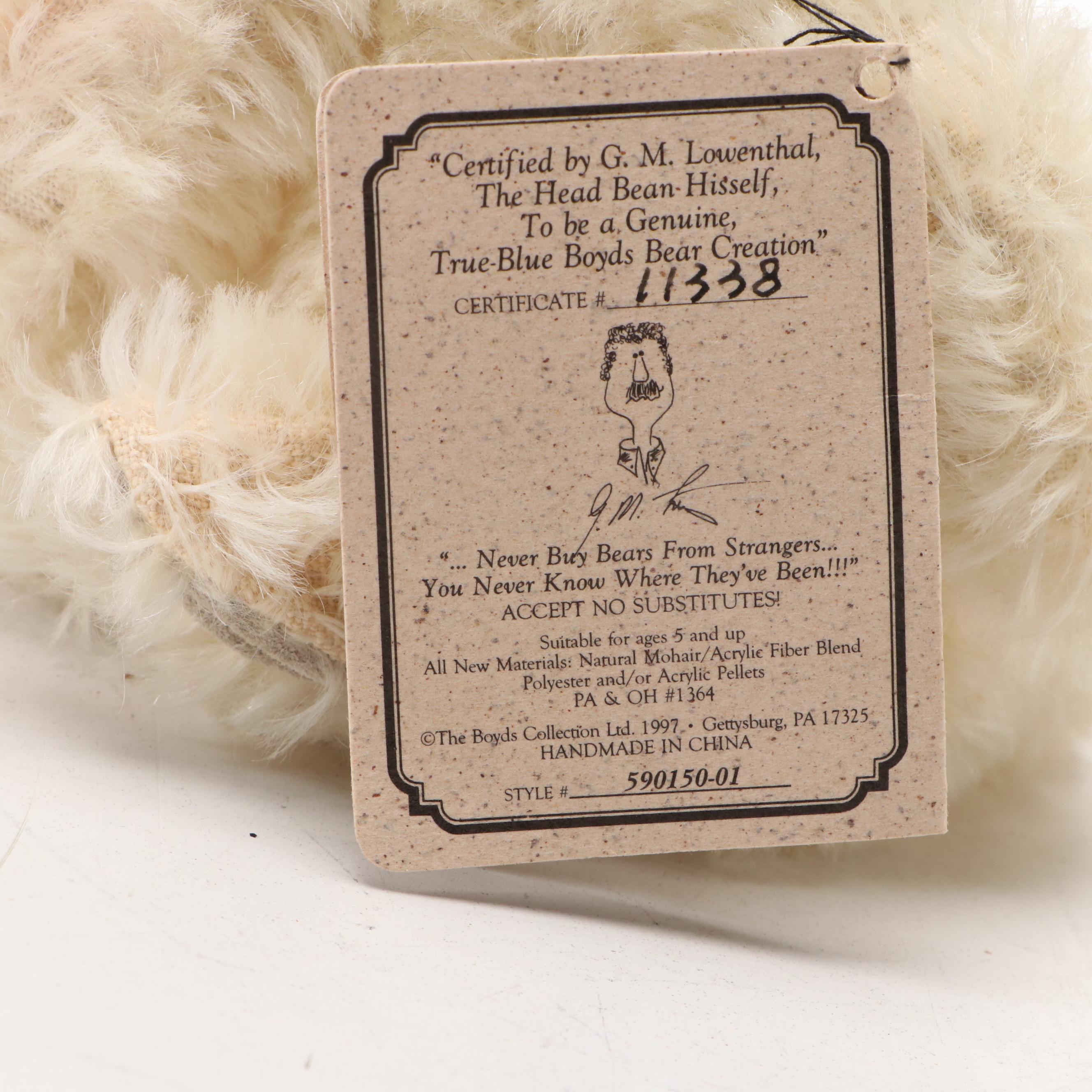 Boyds Bears "Dolly Q Bunnycombe" Mohair Stuffed Animal, 1997