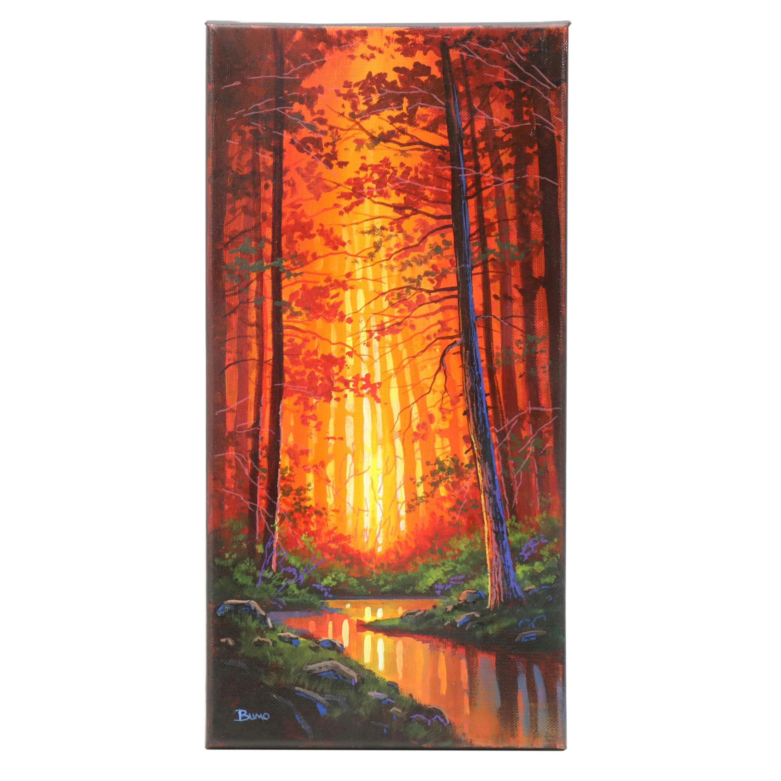 Doug "Bumo" Johnpeer Sunset Landscape Oil Painting, 2025