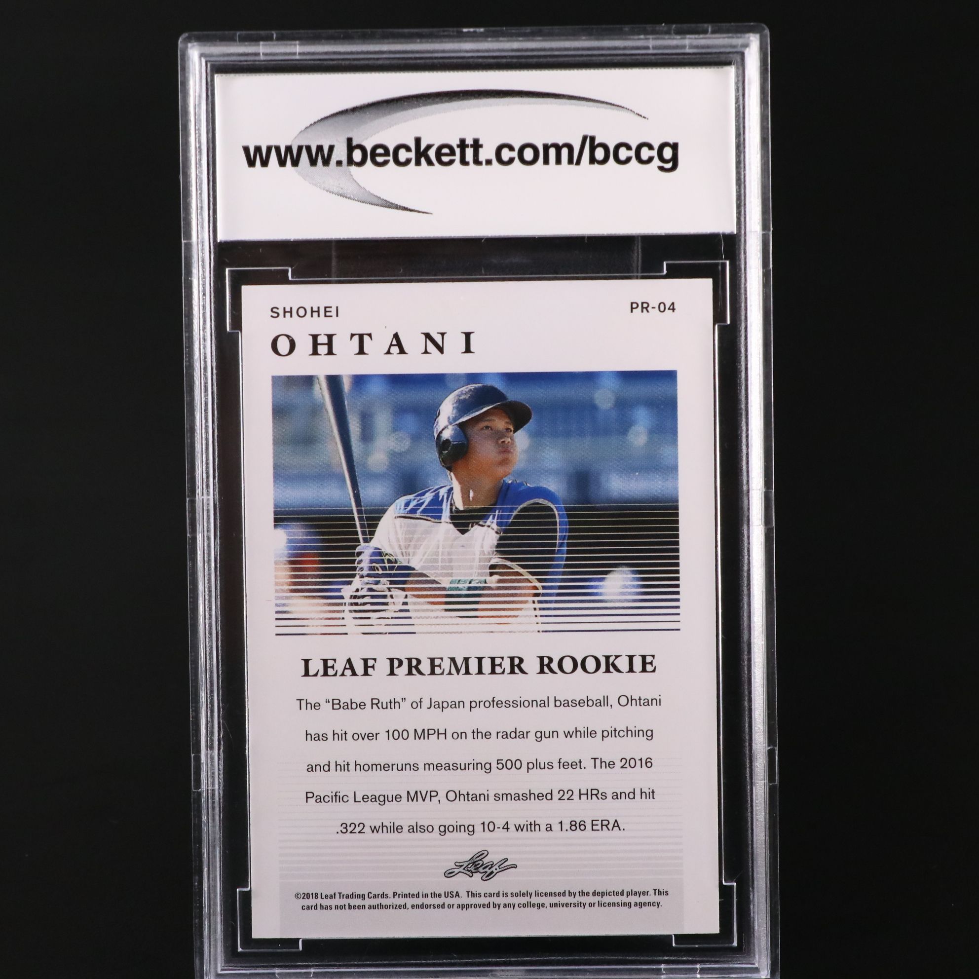 2018 Leaf Shohei Ohtani Rookie Year Baseball Card Graded BCCG 10