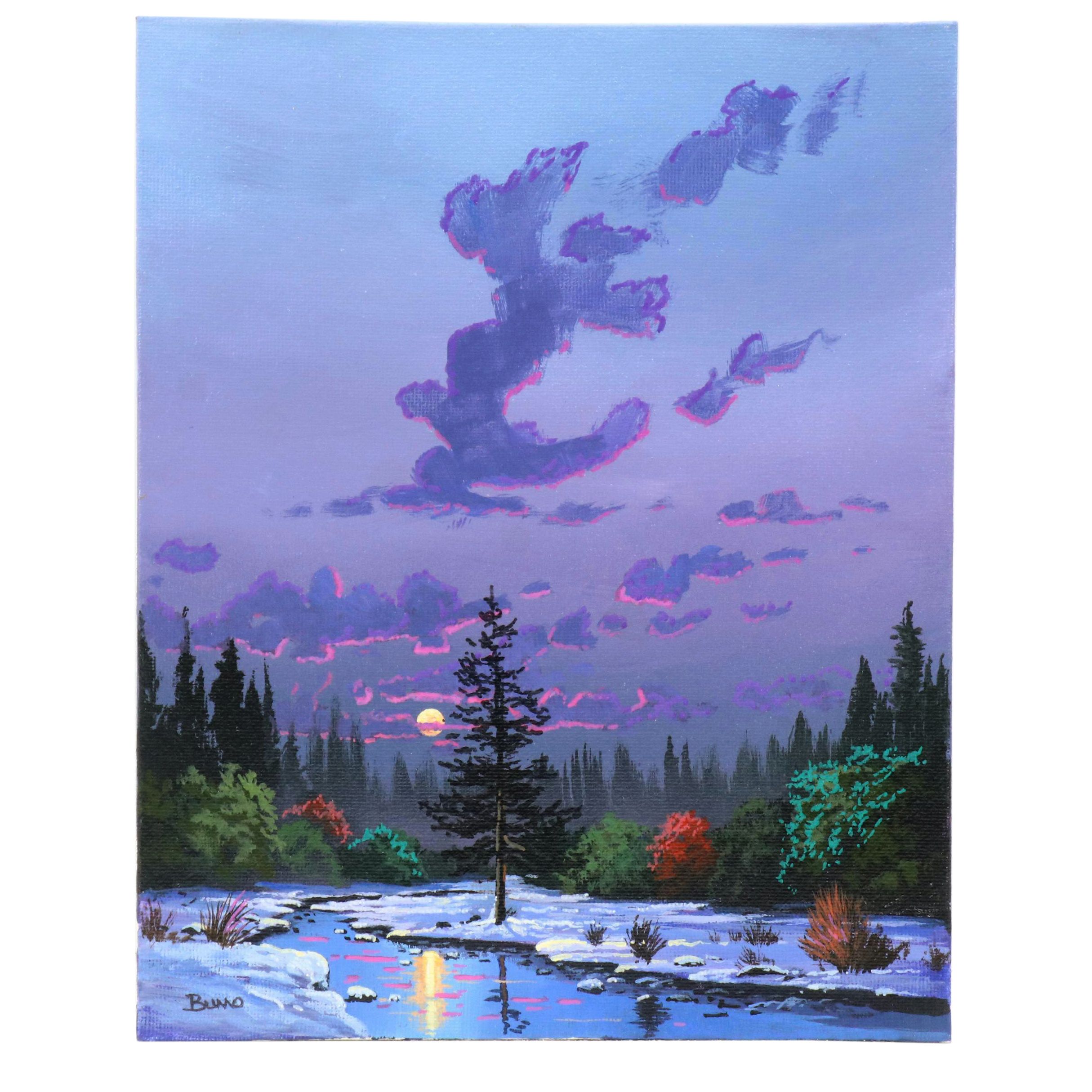 Doug "Bumo" Johnpeer Nocturne Landscape Oil Painting, 2025