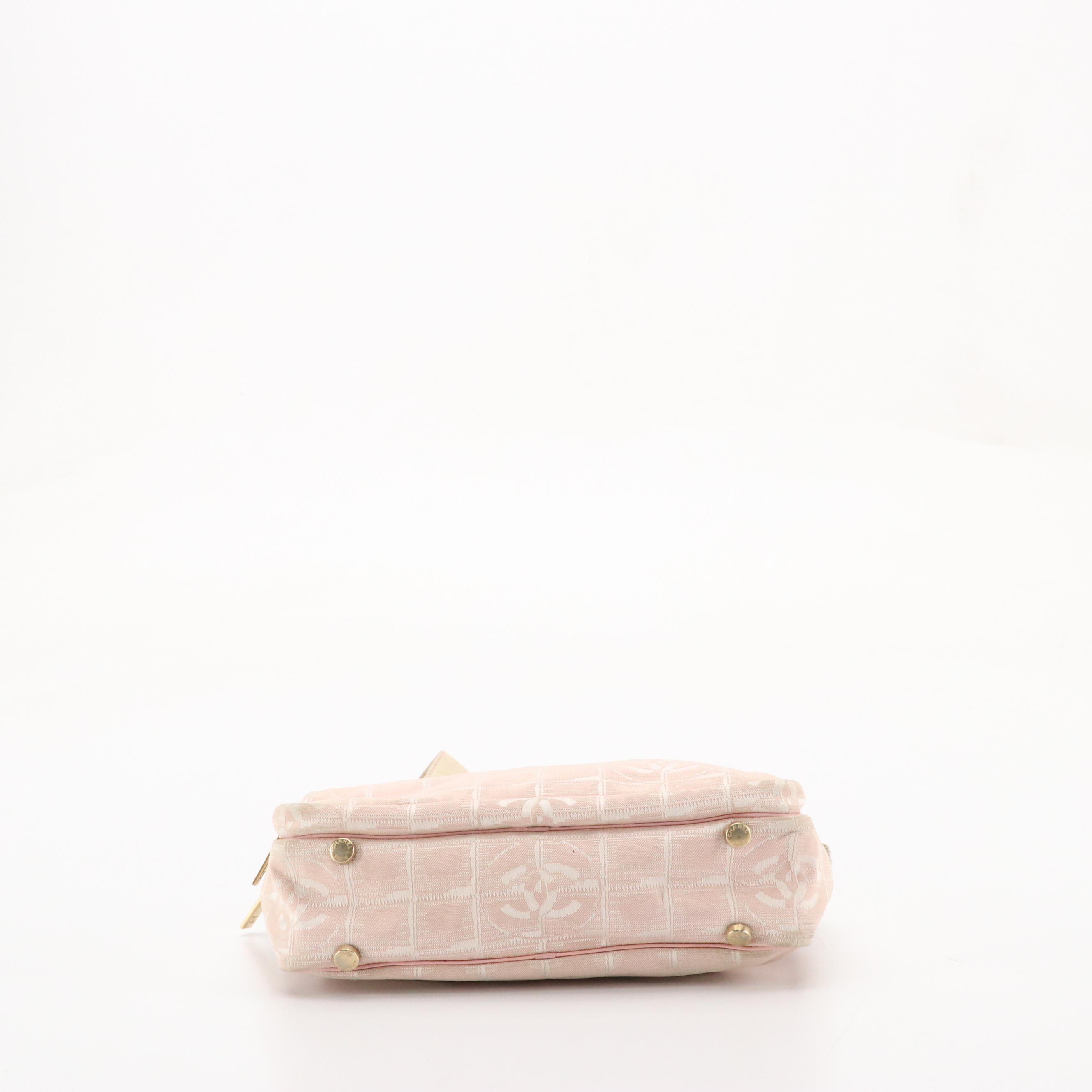 Chanel Travel Ligne Two Compartment Handbag in Light Pink CC Nylon Jacquard