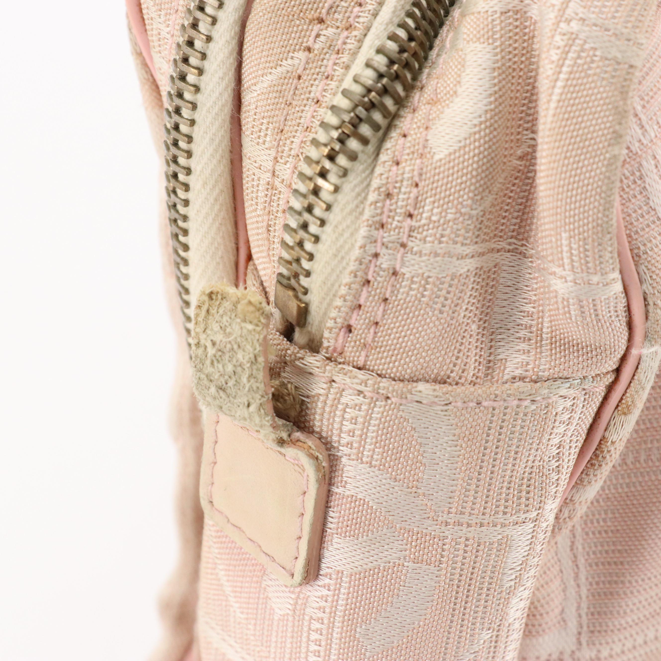 Chanel Travel Ligne Two Compartment Handbag in Light Pink CC Nylon Jacquard