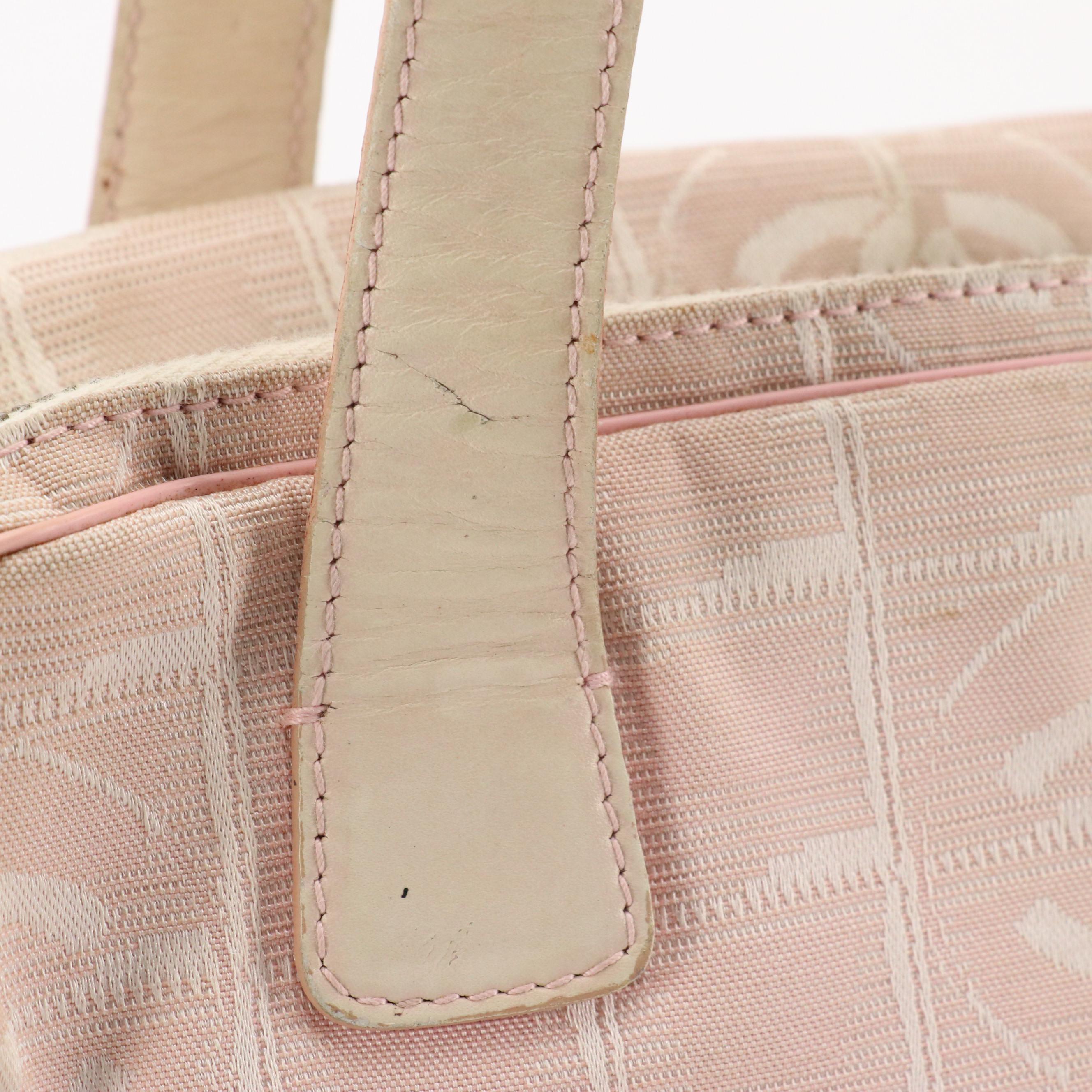 Chanel Travel Ligne Two Compartment Handbag in Light Pink CC Nylon Jacquard