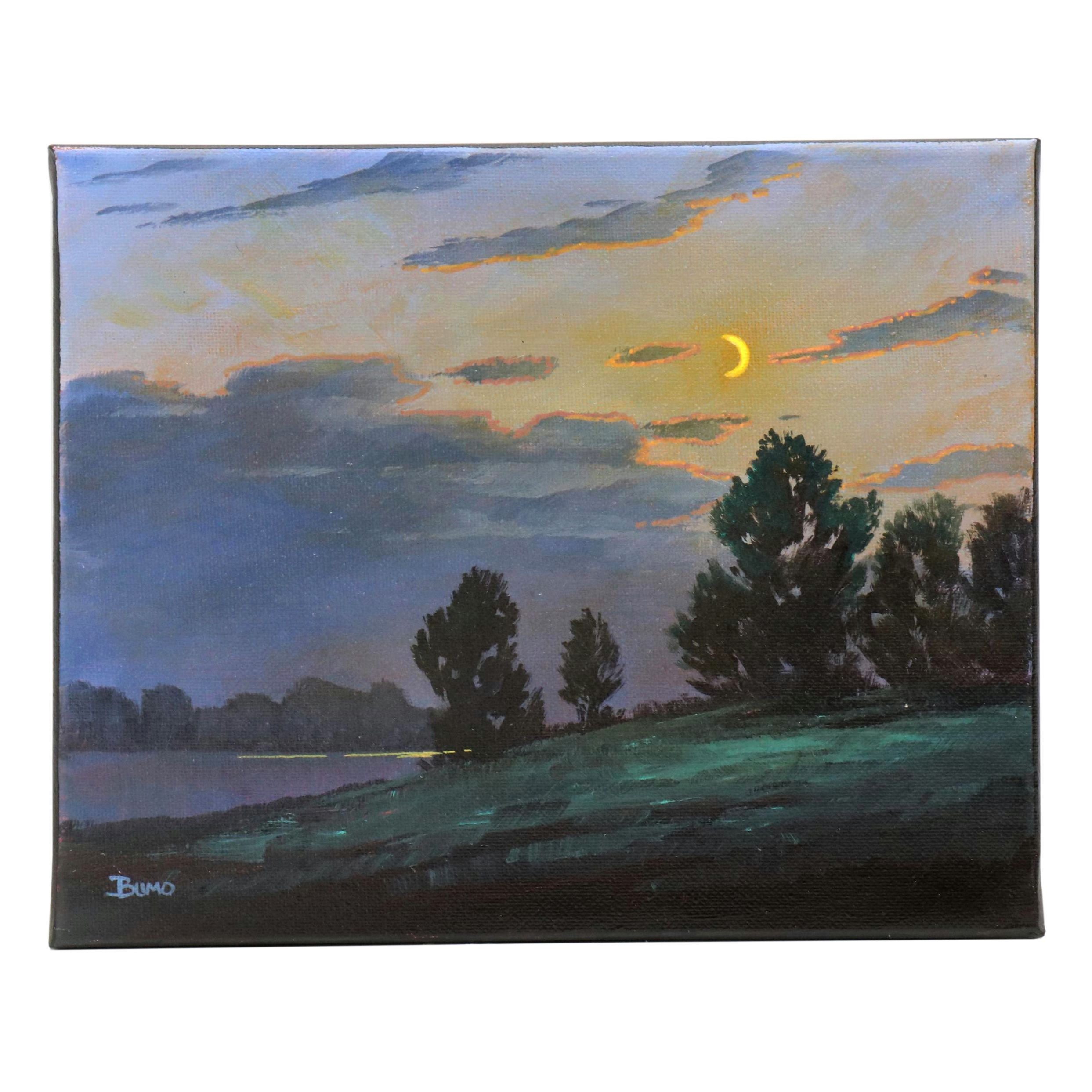 Doug "Bumo" Johnpeer Nocturne Landscape Oil Painting, 2025
