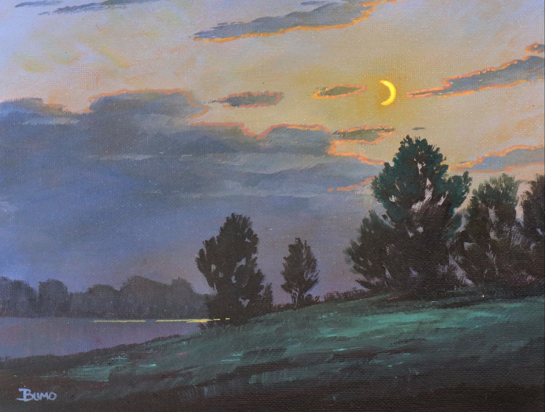 Doug "Bumo" Johnpeer Nocturne Landscape Oil Painting, 2025