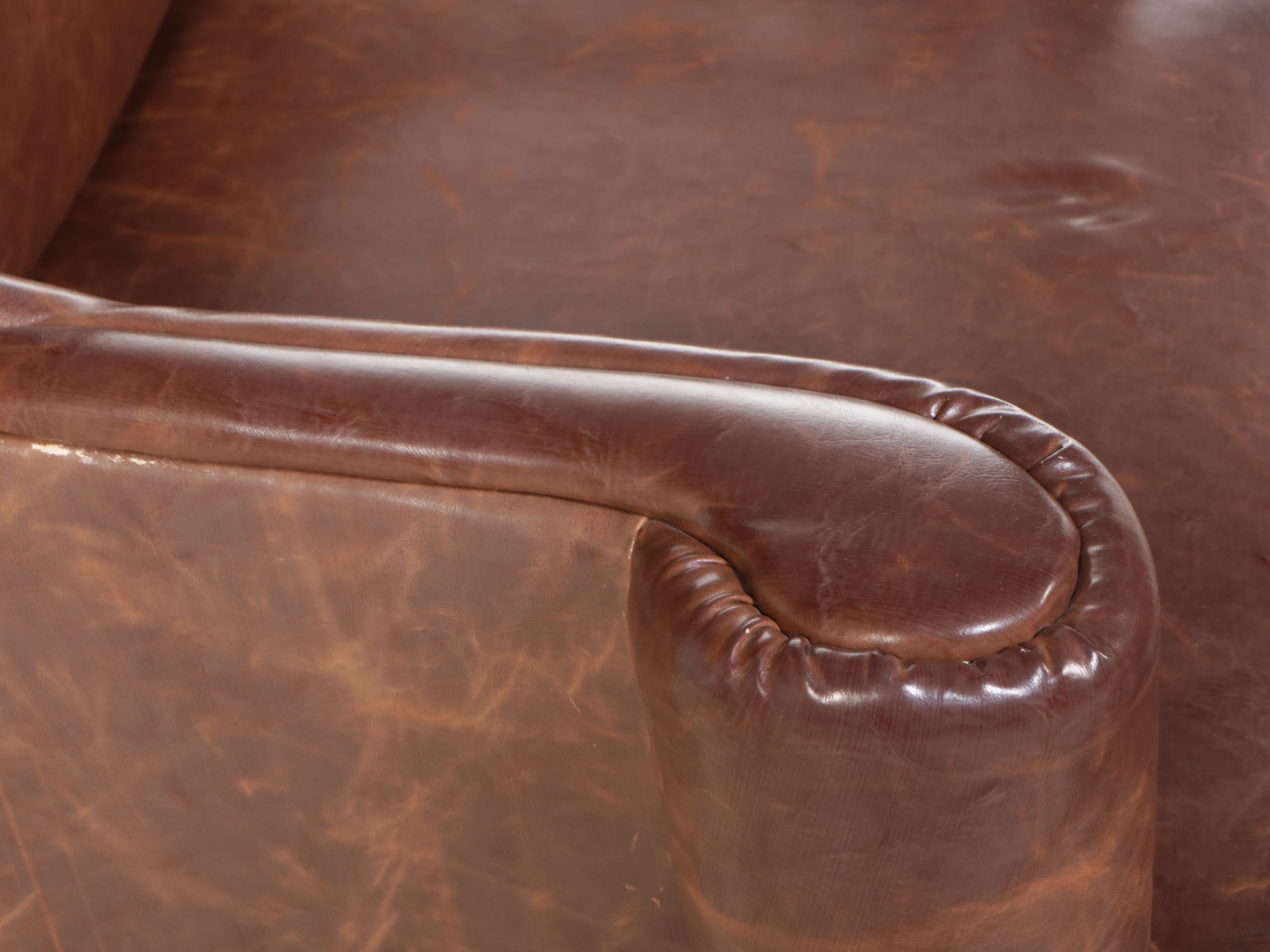 Pair of Wingback Faux Leather Armchair with Nailhead Trim