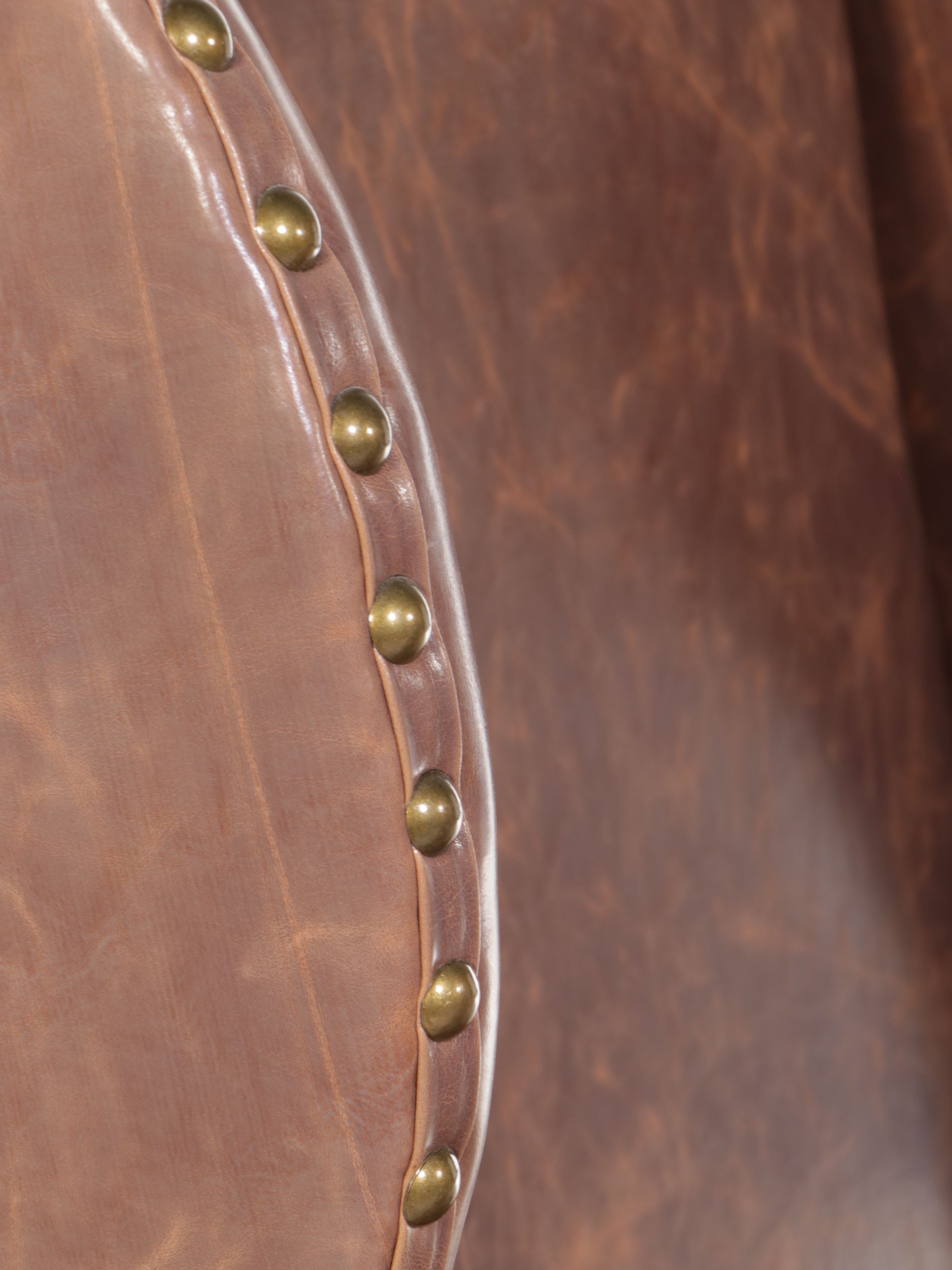 Pair of Wingback Faux Leather Armchair with Nailhead Trim