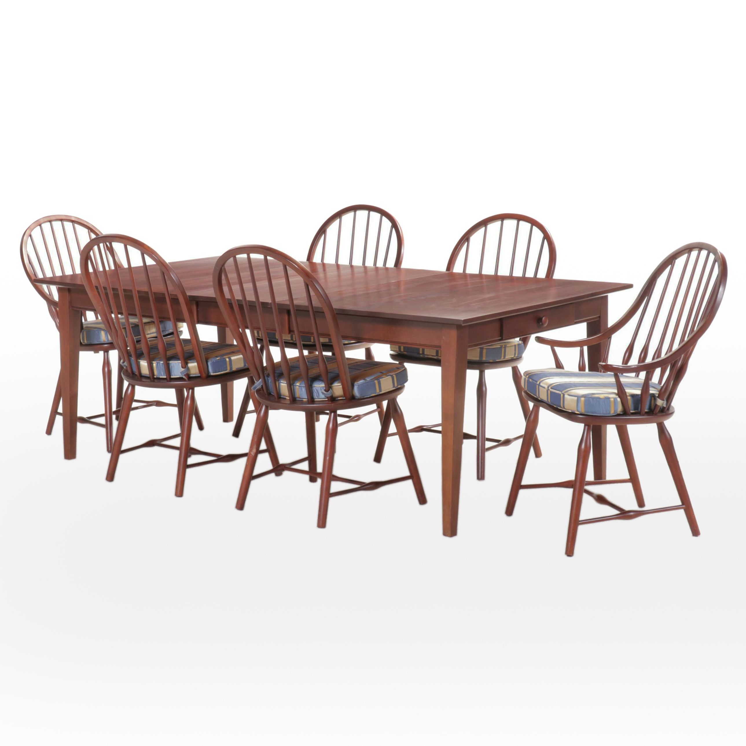 Kincaid Furniture Cherry Dining Table with Six Windsor Chairs