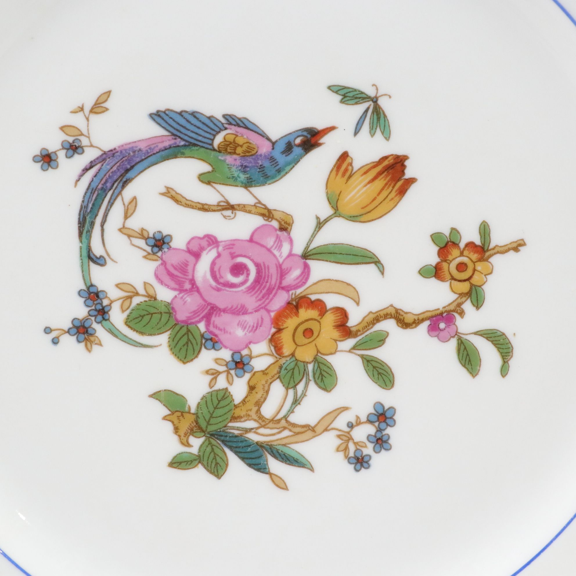 A. Lanternier Limoges Porcelain Dinnerware with English Cream, Sugar, and Dish