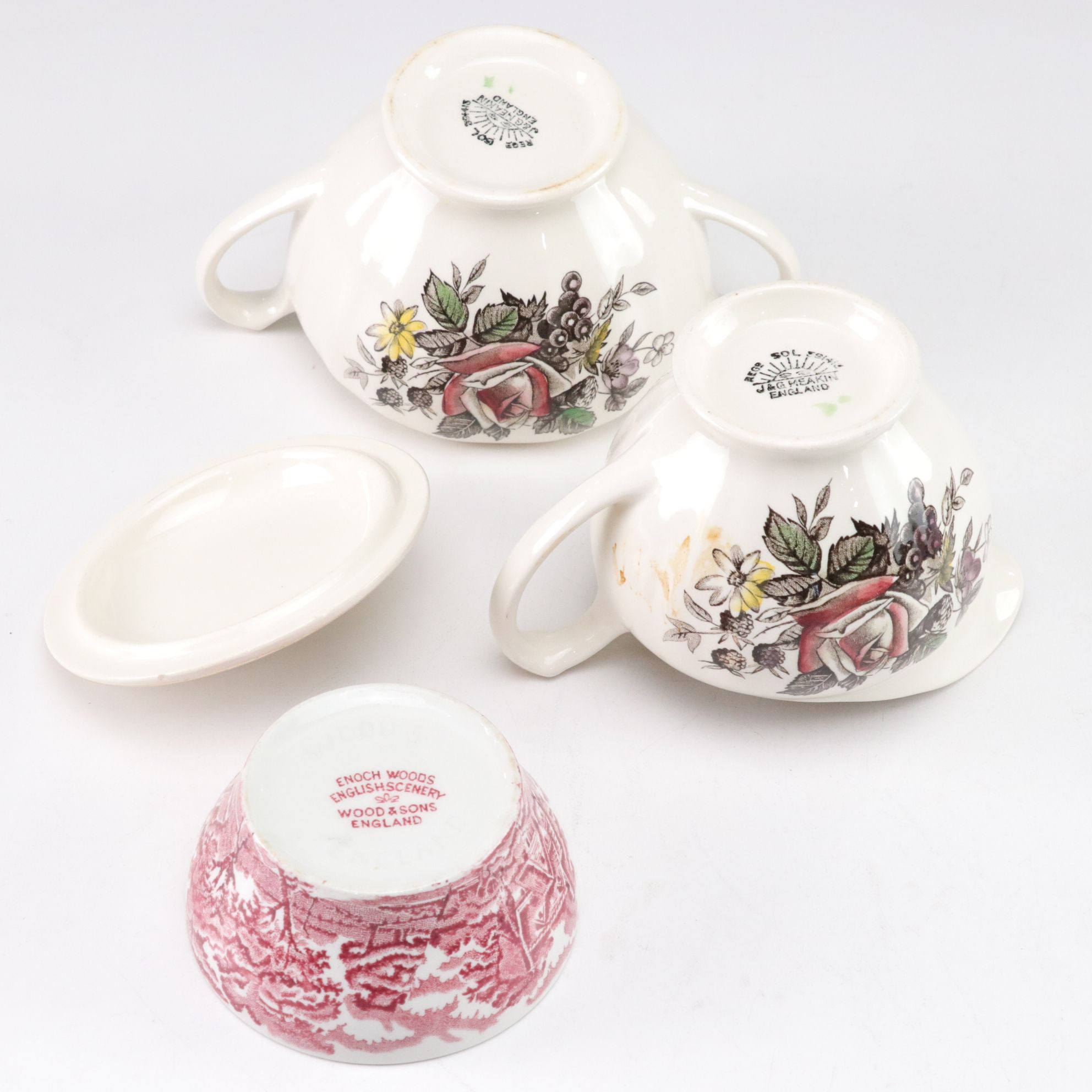 A. Lanternier Limoges Porcelain Dinnerware with English Cream, Sugar, and Dish