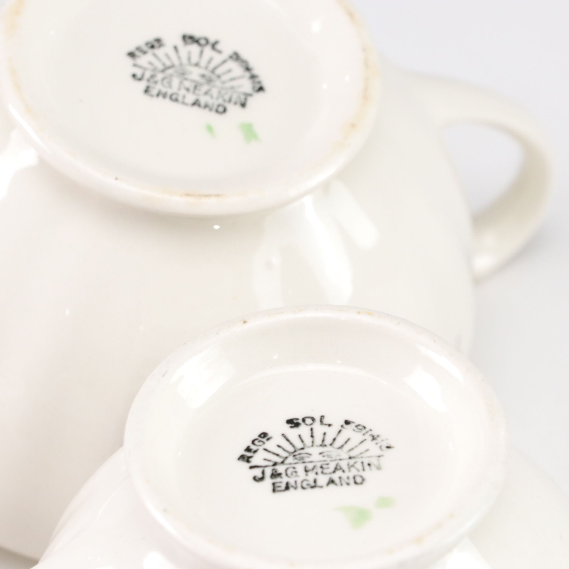 A. Lanternier Limoges Porcelain Dinnerware with English Cream, Sugar, and Dish