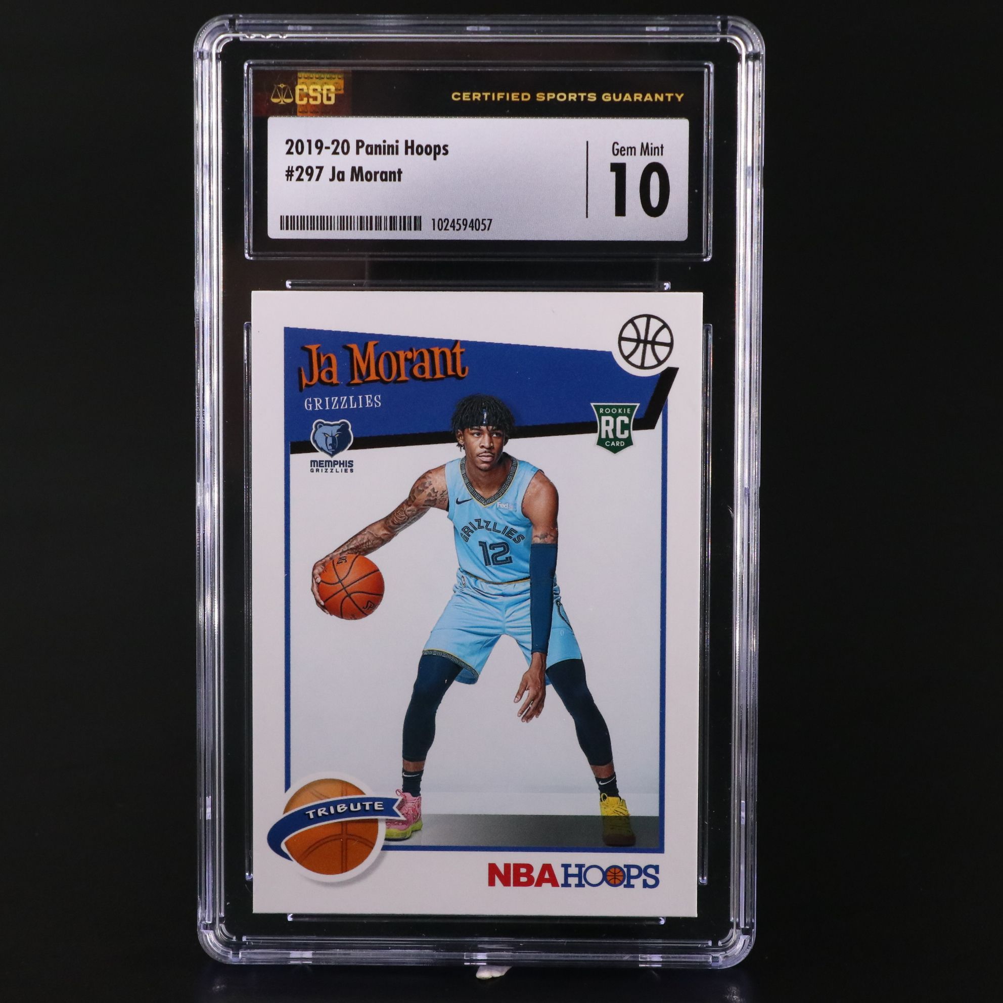 2019-20 Panini NBA Hoops Ja Morant Rookie Basketball Card Graded CSG 10