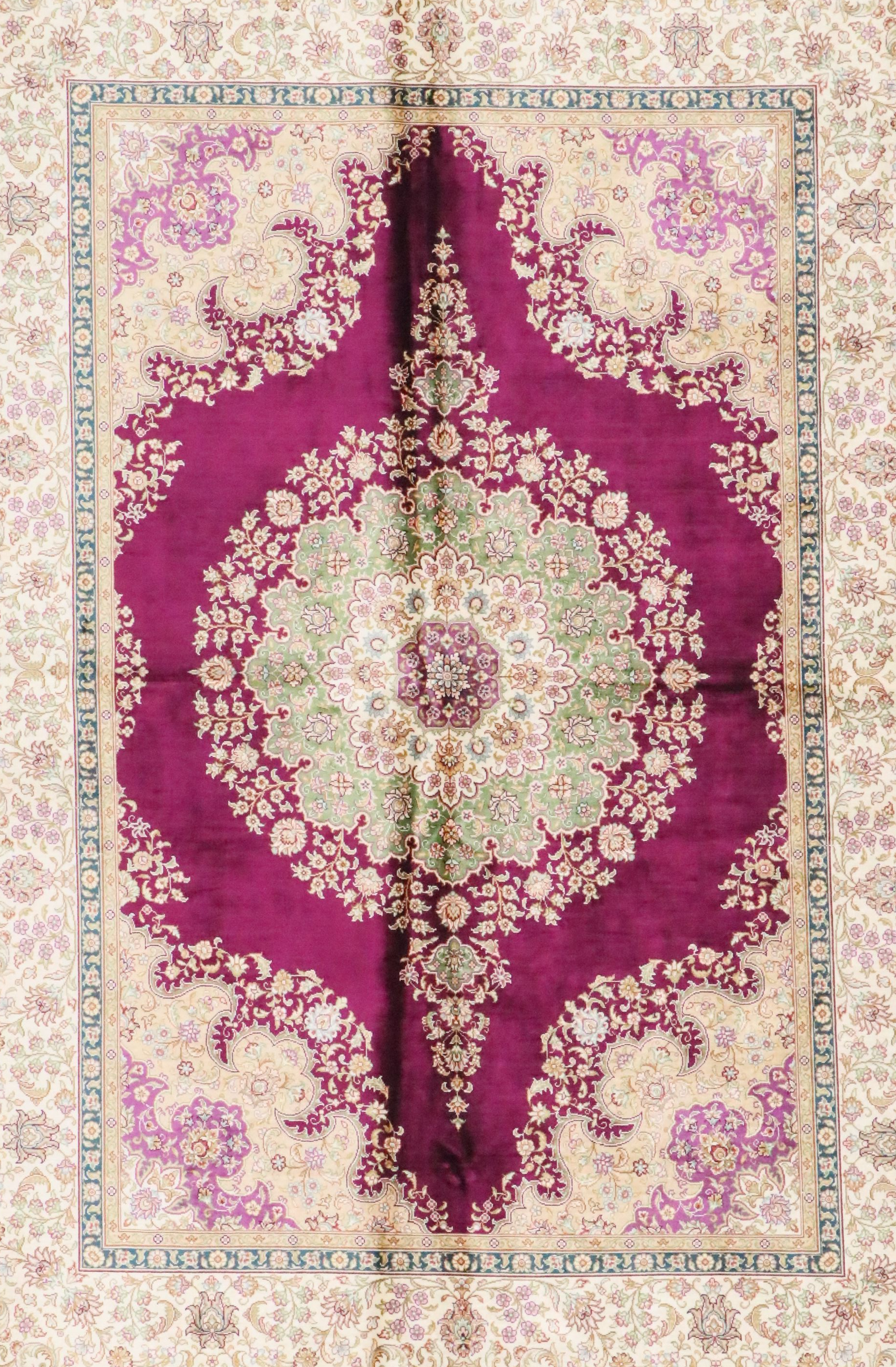 5'7 x 8'7 Hand-Knotted Persian Qom Silk Area Rug