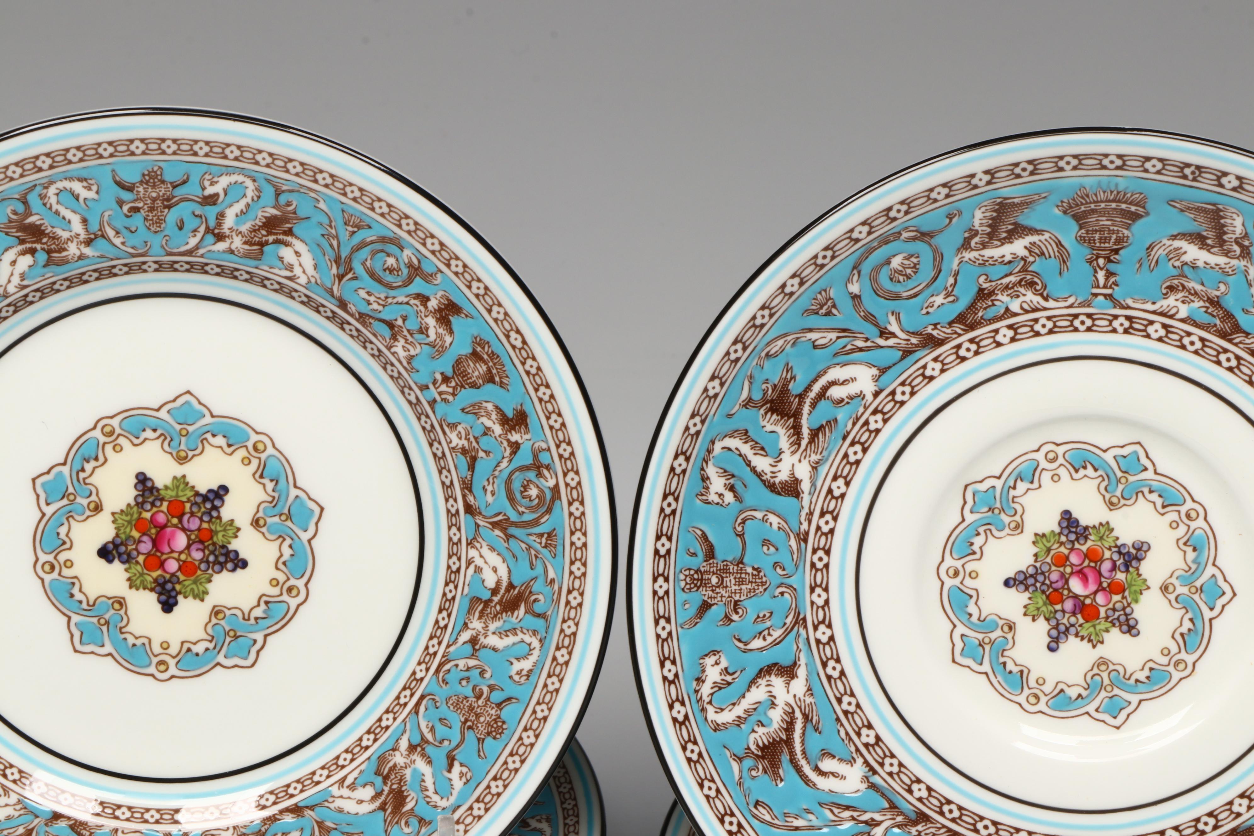 Wedgwood "Florentine" Bone China Soup Bowls with Bread and Butter Plates