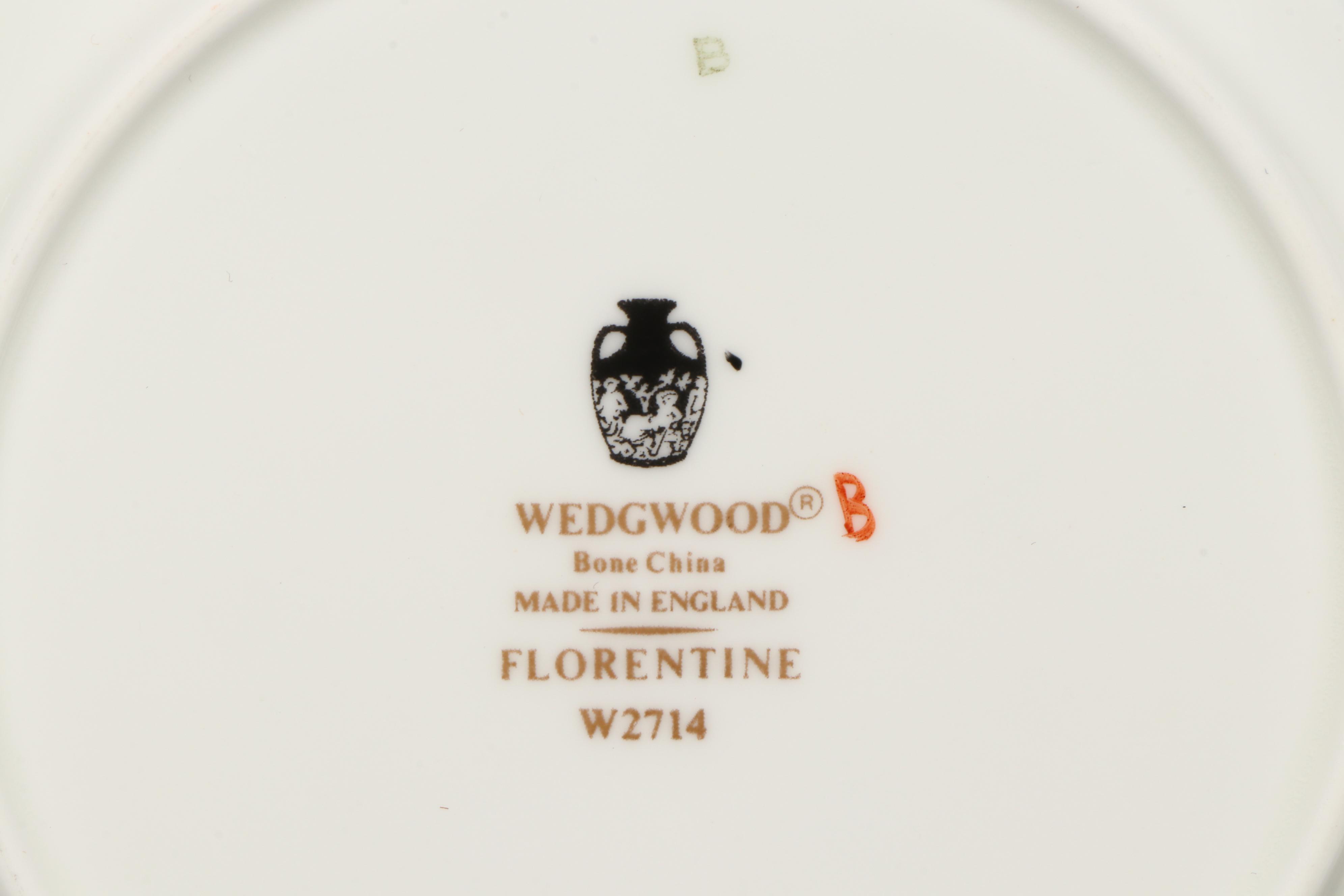 Wedgwood "Florentine" Bone China Soup Bowls with Bread and Butter Plates