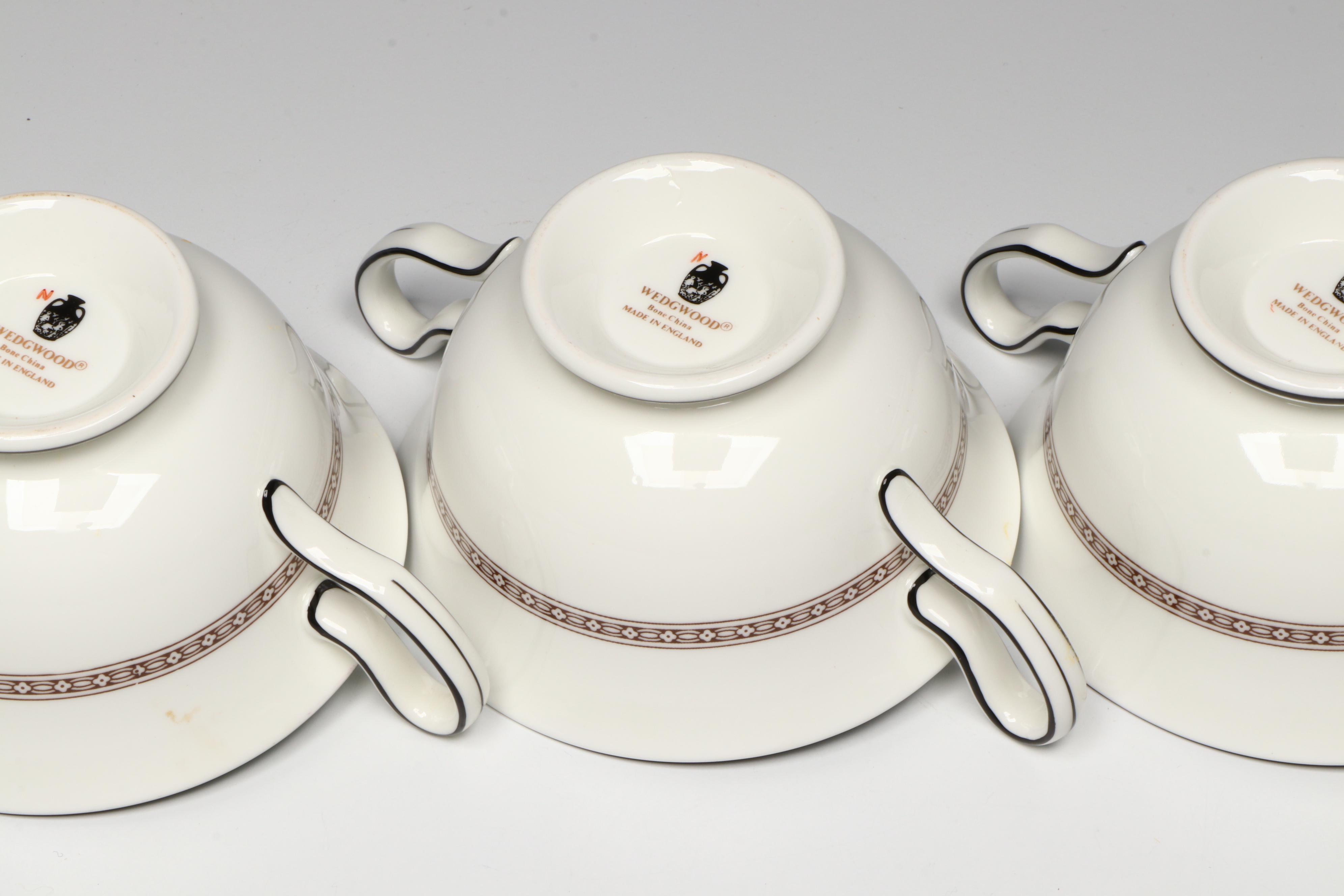 Wedgwood "Florentine" Bone China Soup Bowls with Bread and Butter Plates