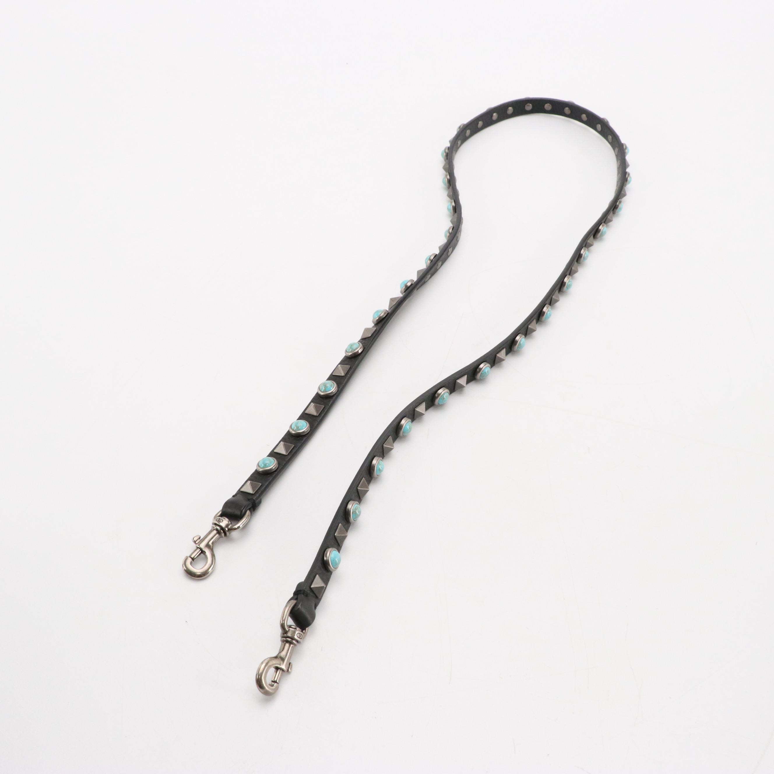 Valentino Two-Way Bag in Turquoise Rock Studded Calfskin Leather