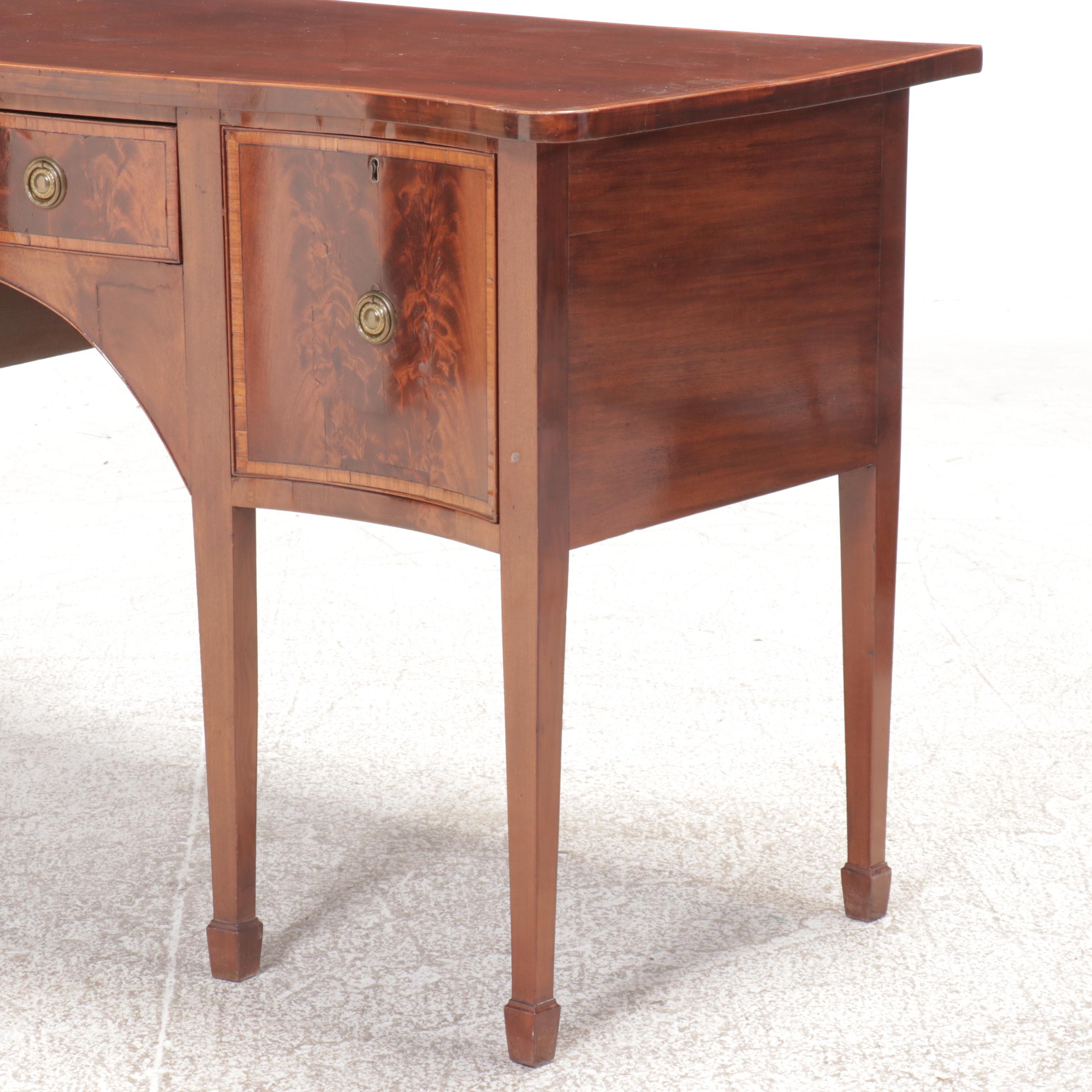 Hepplewhite Style Serpentine Mahogany Sideboard, Late 19th/Early 20th Century